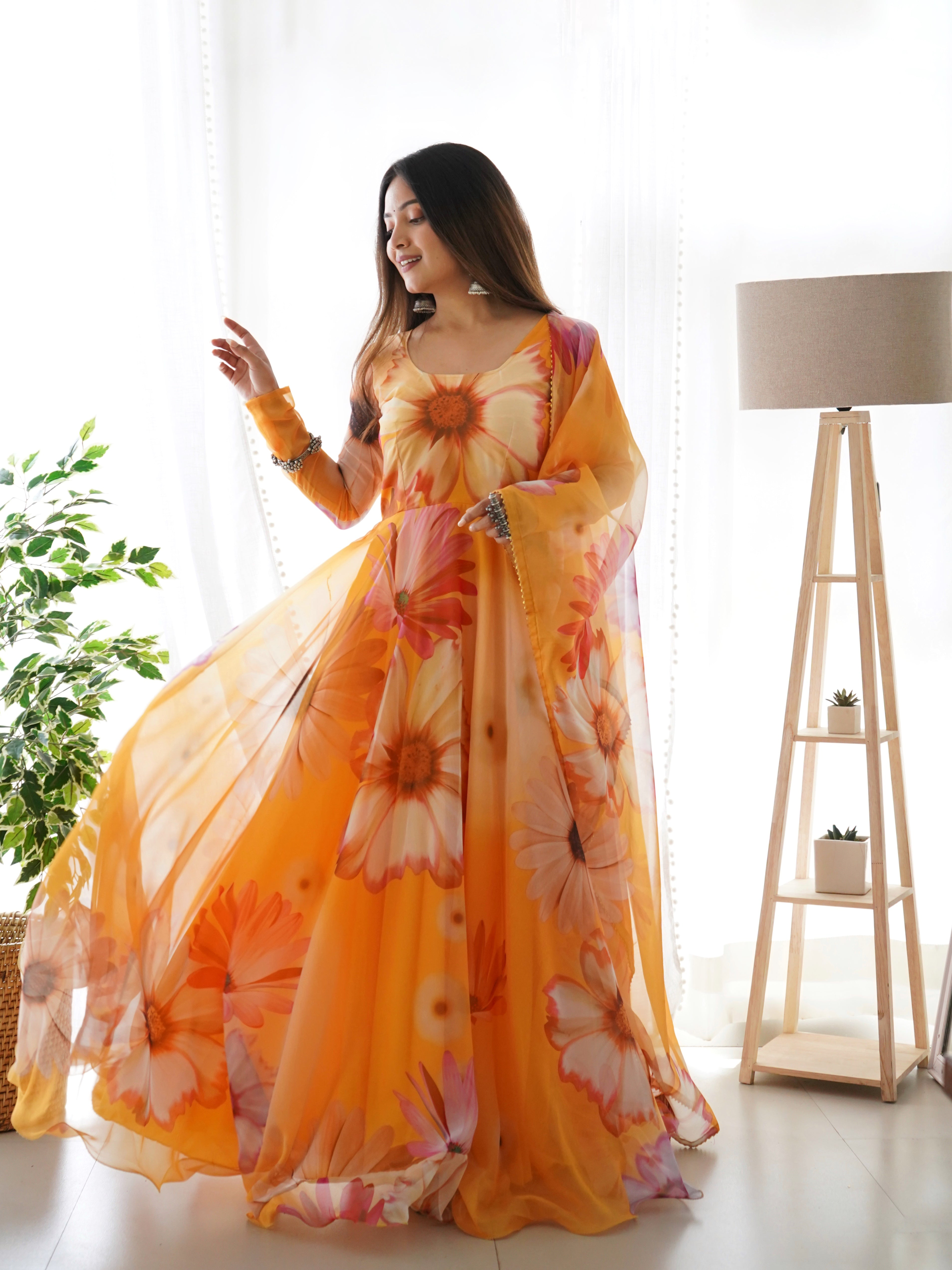 PARTY WEAR LOOK ORGANZA TABY SILK GOWN WITH DUPATTA