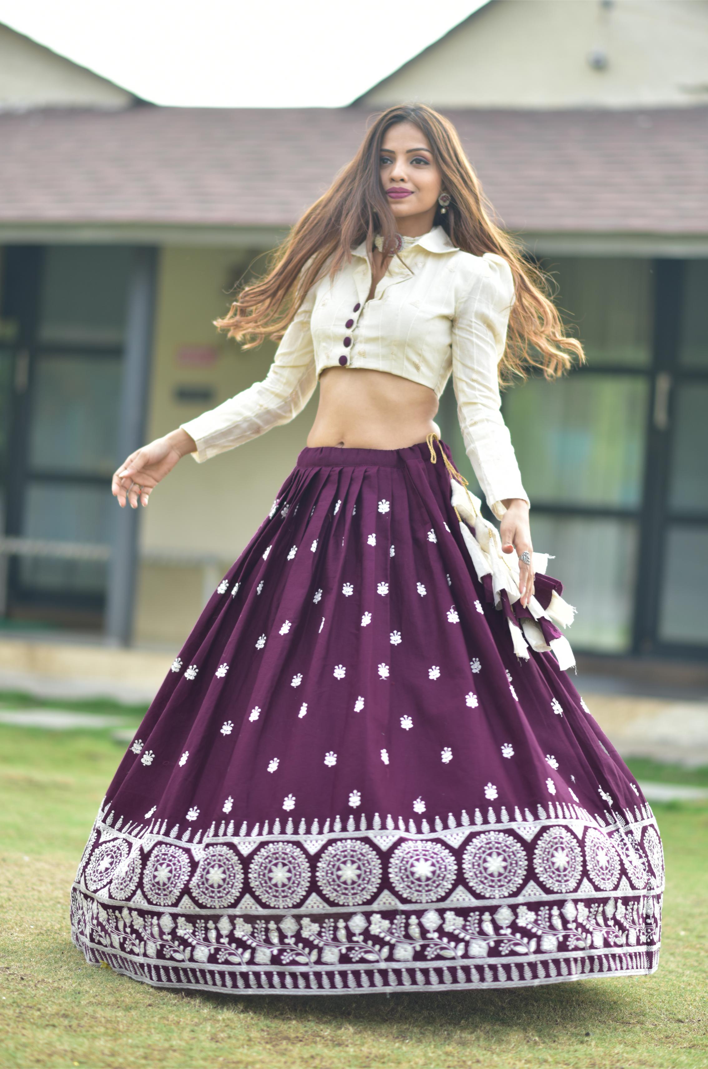 PURE COTTON LUCKNOWI LEHENGA WITH HAND-MADE TASSELS