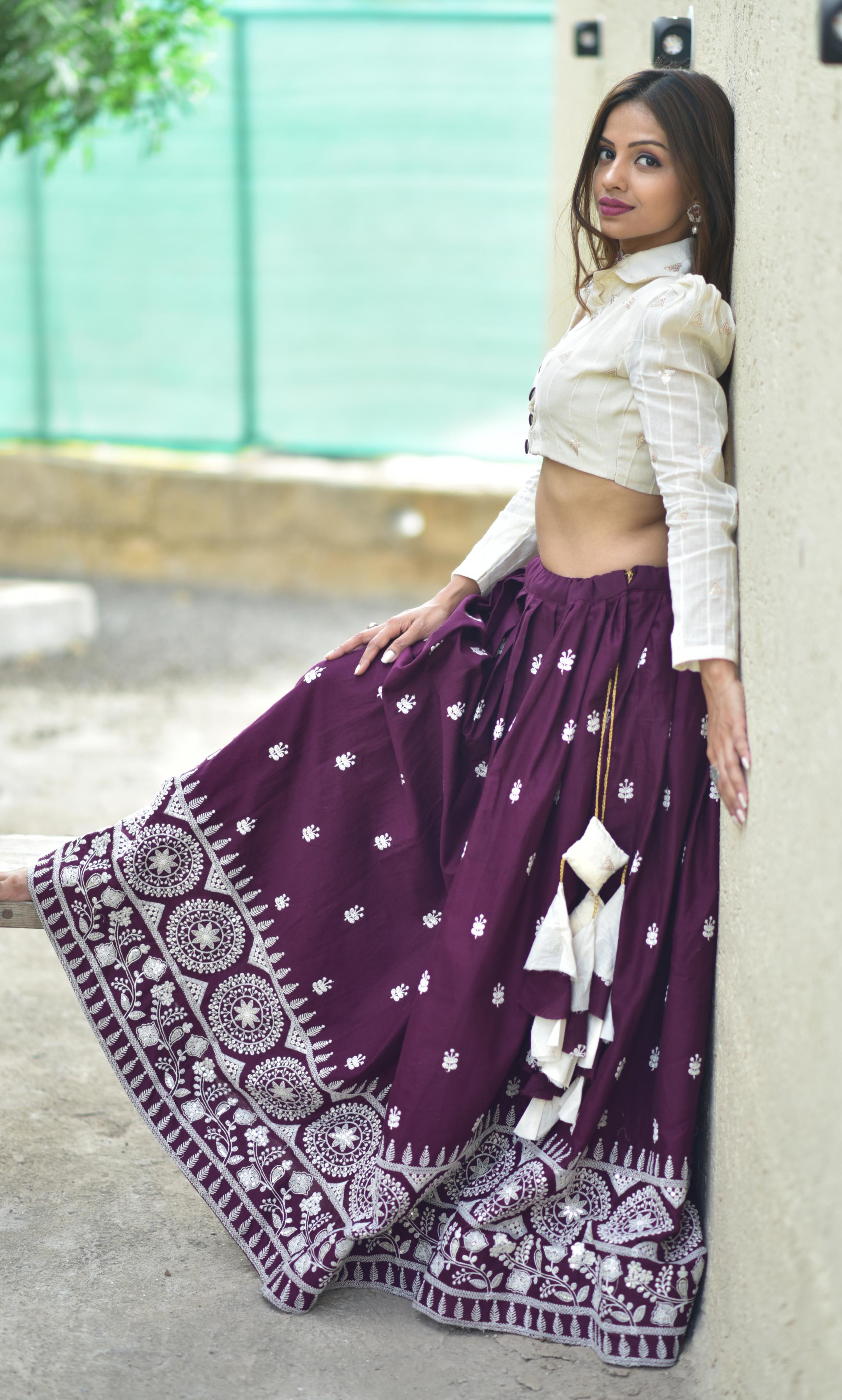 PURE COTTON LUCKNOWI LEHENGA WITH HAND-MADE TASSELS