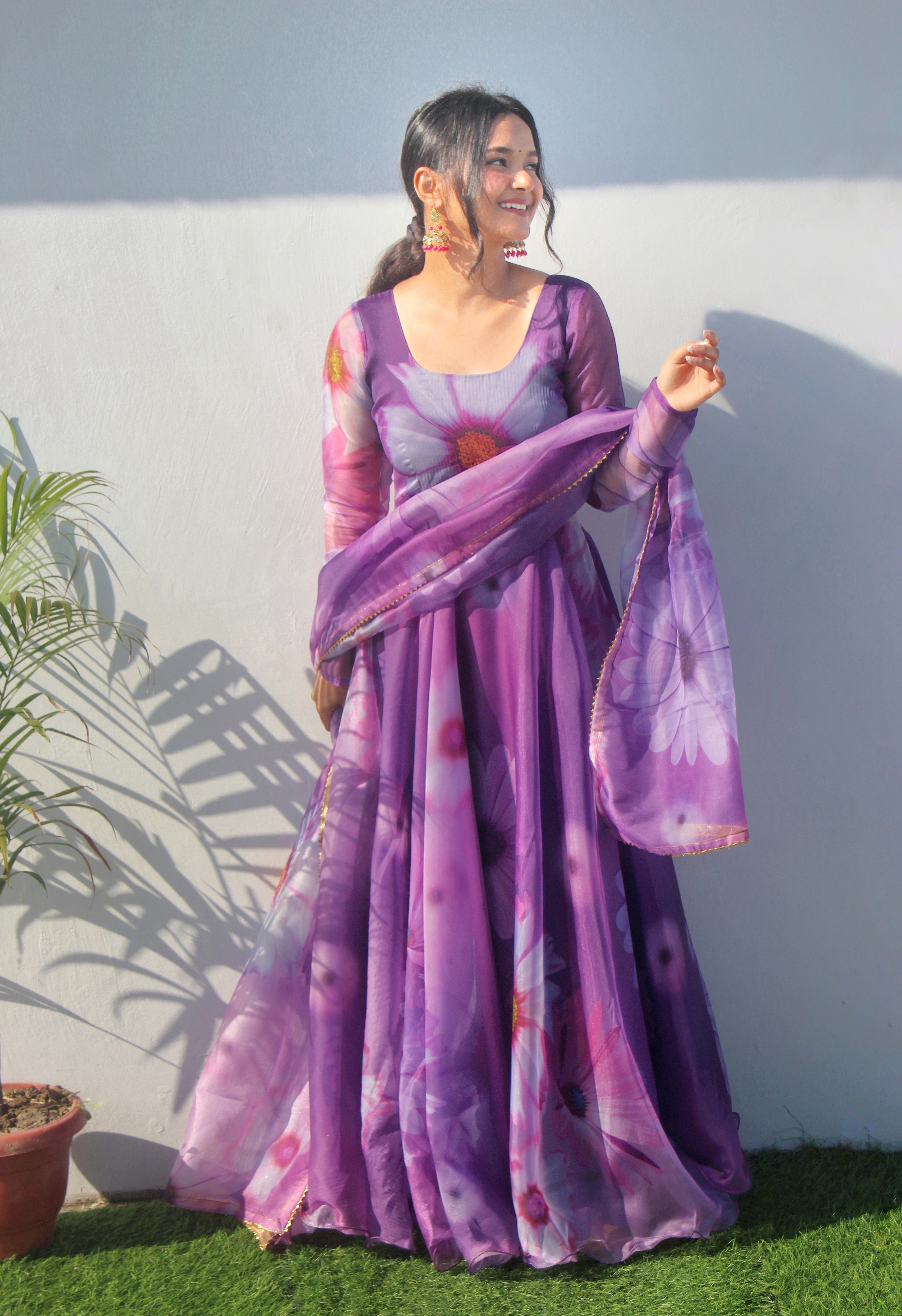 NEW PARTY WEAR LOOK ORGANZA SILK GOWN WITH DUPATTA