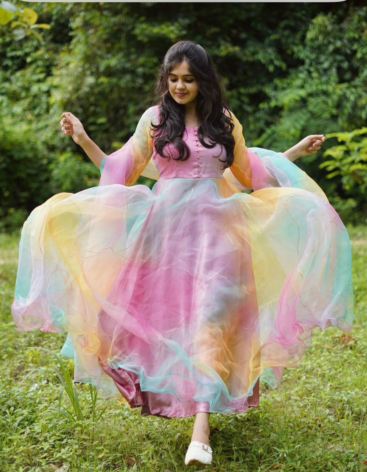 NEW ORGANZA SILK GOWN WITH DUPATTA – PERFECT FOR PARTY ELEGANCE