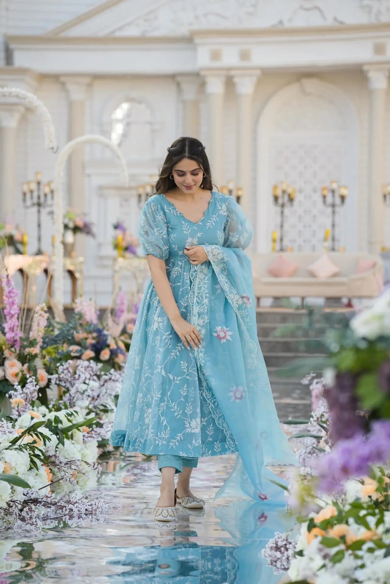 ELEGANT EMBROIDERED KURTA PALAZZO SET WITH DUPATTA