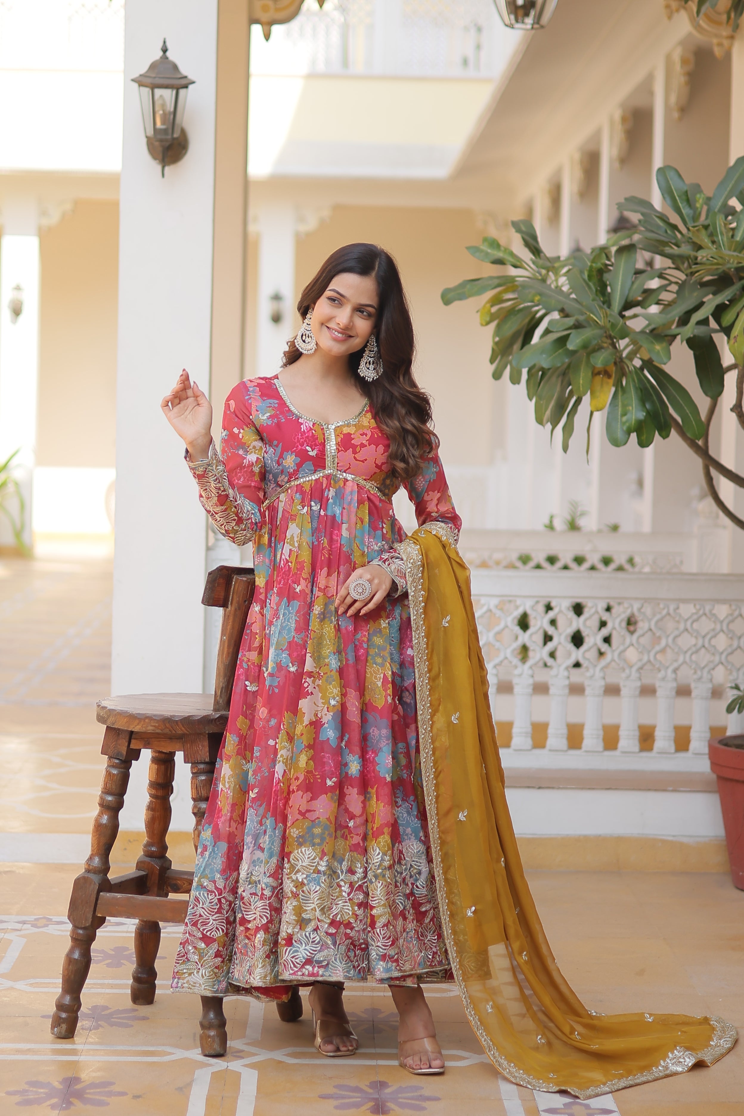 PARTY WEAR COCKTAIL EMBROIDERED GOWN FOR WOMEN WITH DUPATTA SET