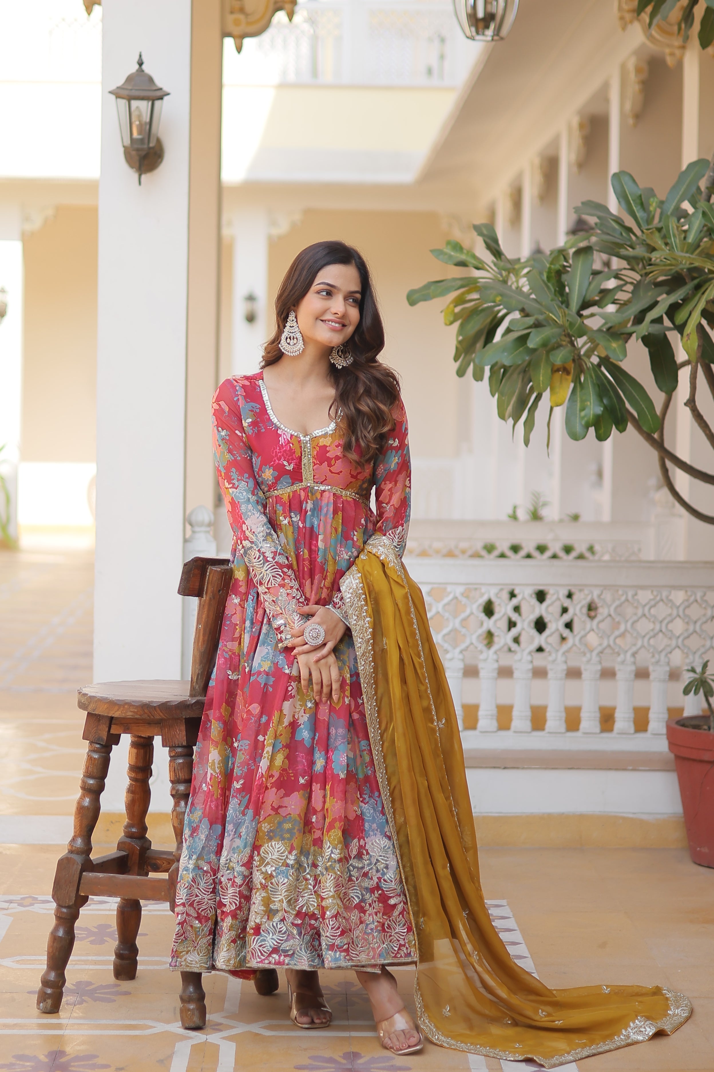 PARTY WEAR COCKTAIL EMBROIDERED GOWN FOR WOMEN WITH DUPATTA SET