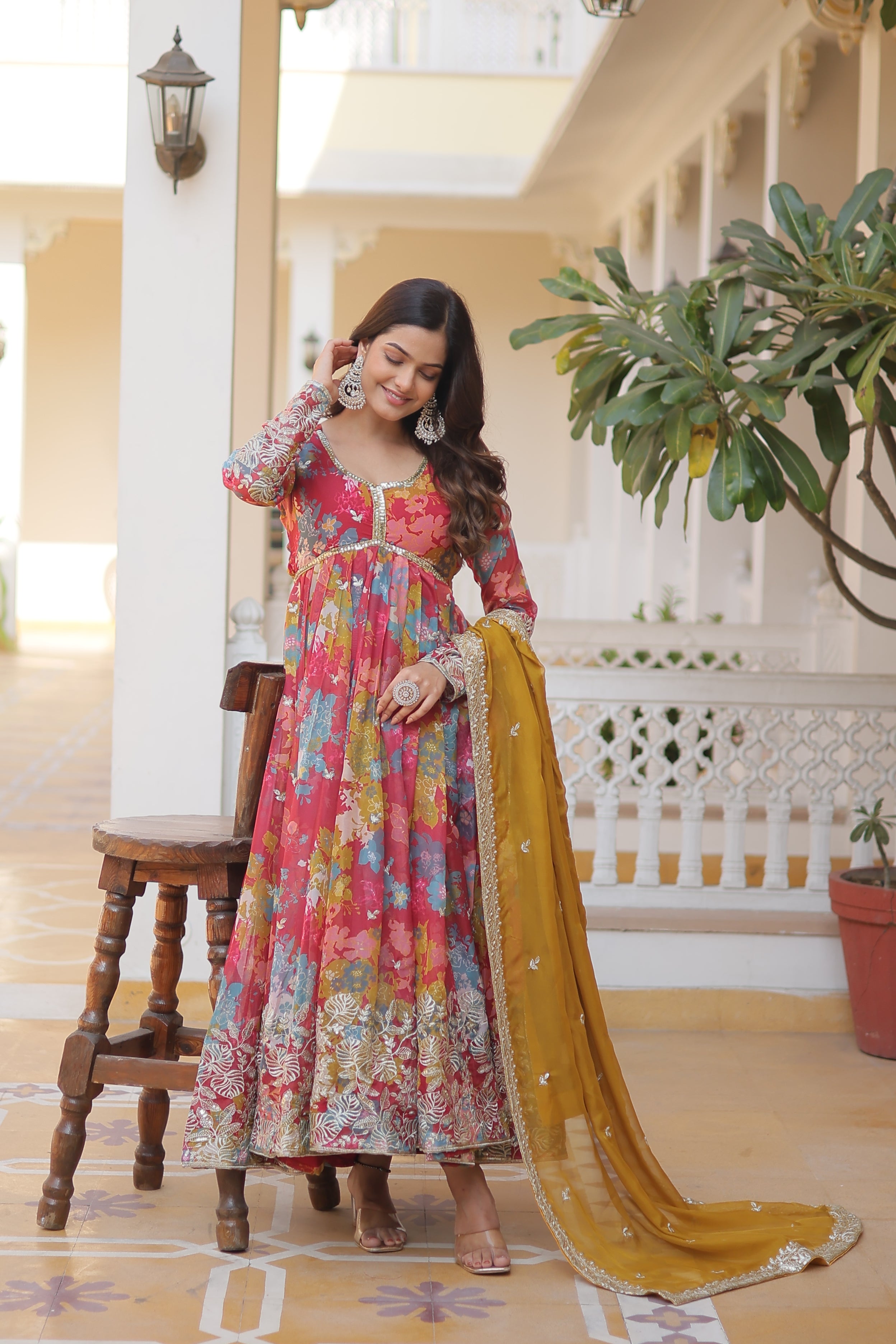 PARTY WEAR COCKTAIL EMBROIDERED GOWN FOR WOMEN WITH DUPATTA SET