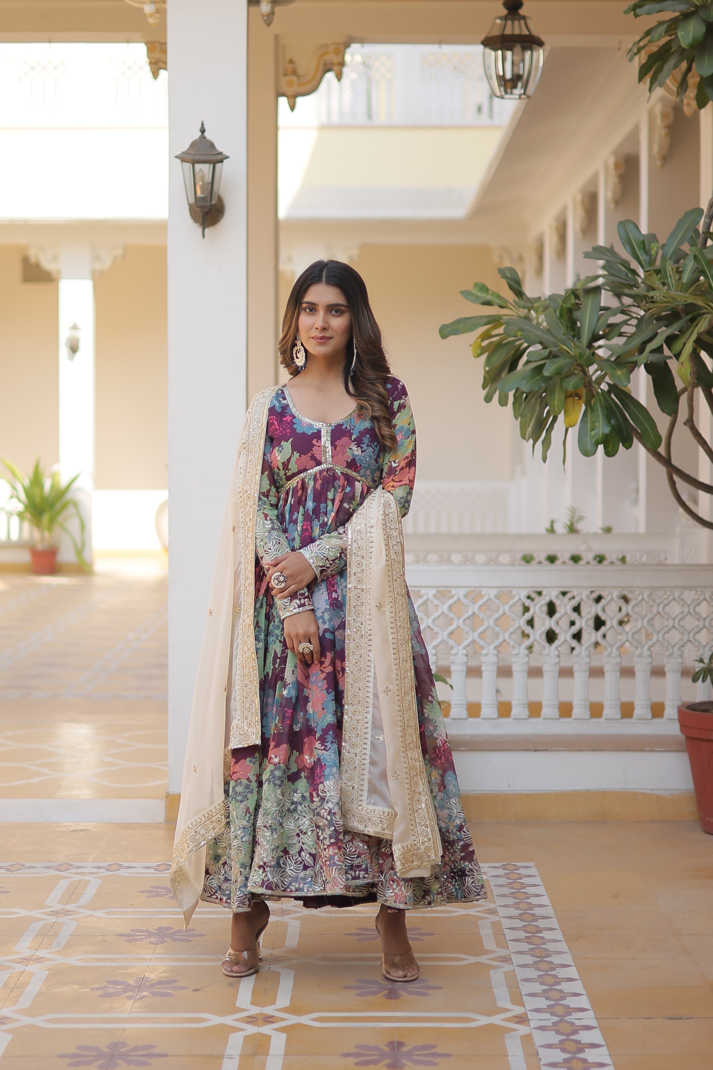PARTY WEAR COCKTAIL EMBROIDERED GOWN FOR WOMEN WITH DUPATTA SET