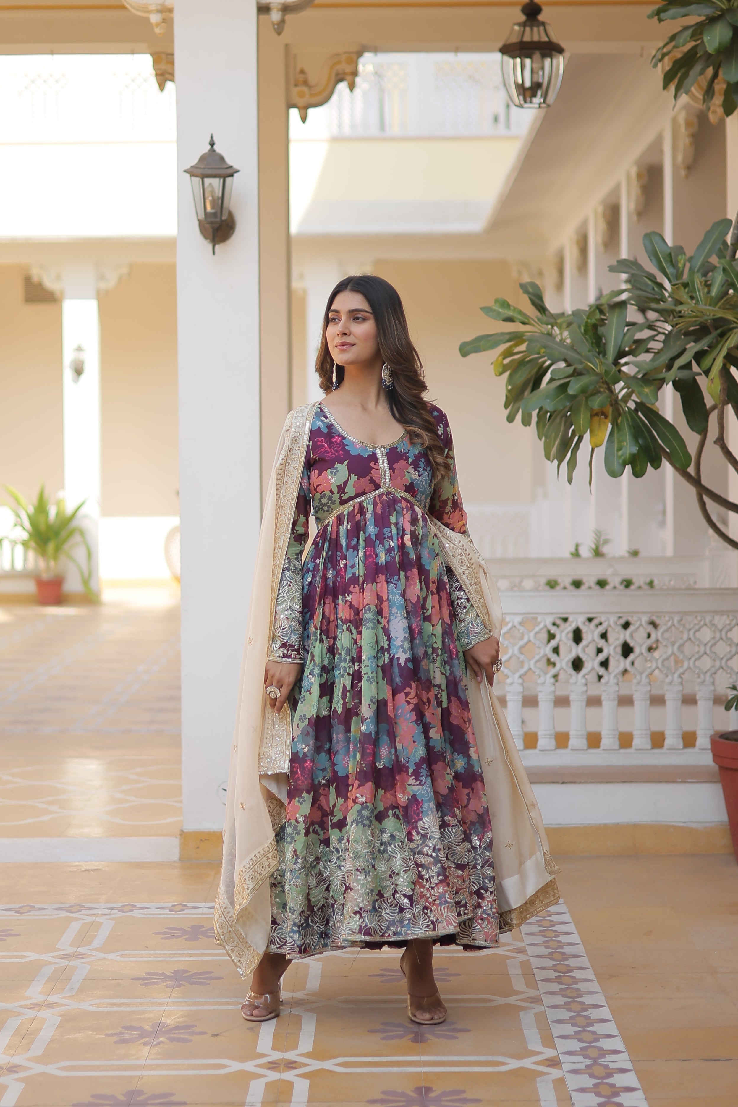 PARTY WEAR COCKTAIL EMBROIDERED GOWN FOR WOMEN WITH DUPATTA SET