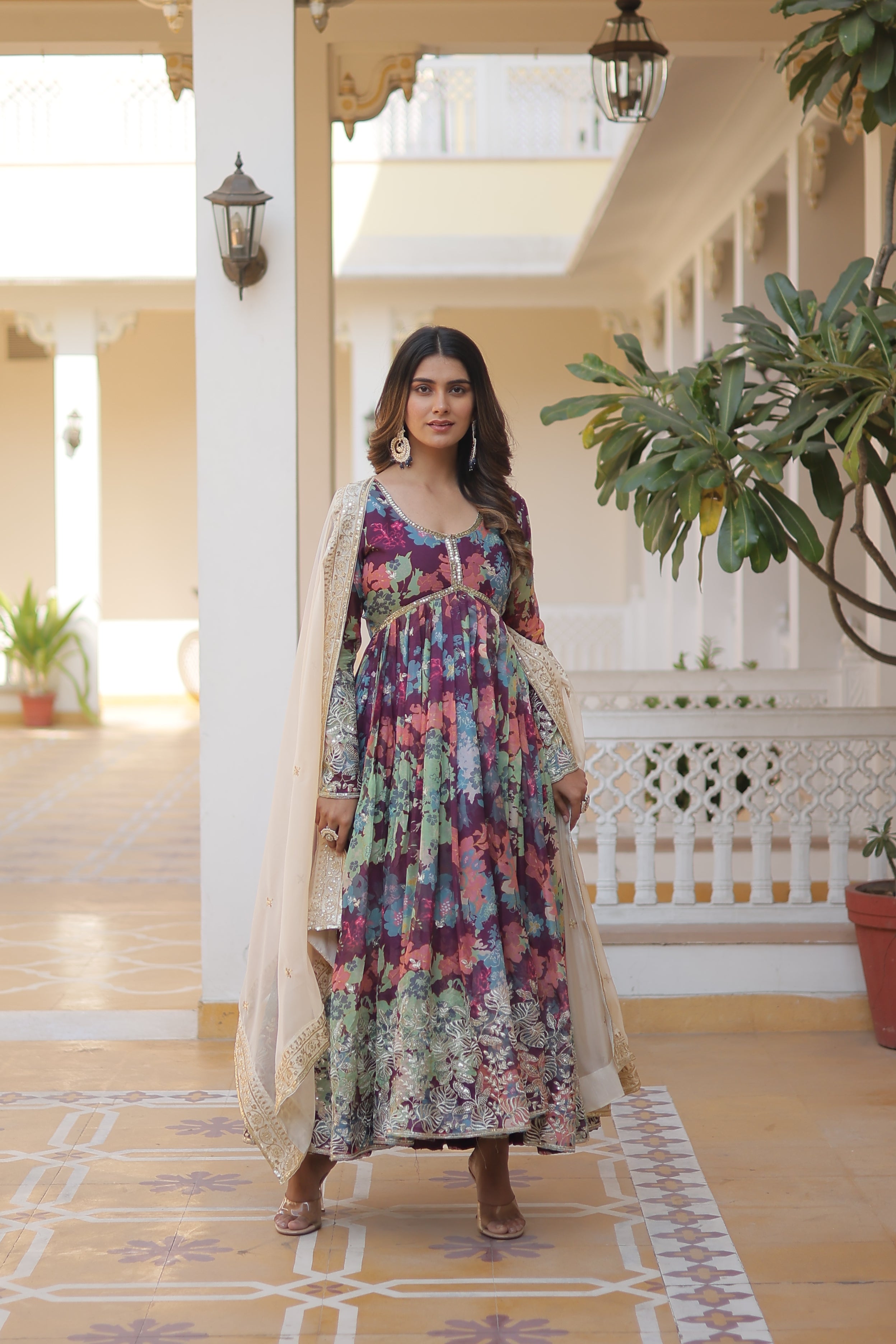 PARTY WEAR COCKTAIL EMBROIDERED GOWN FOR WOMEN WITH DUPATTA SET