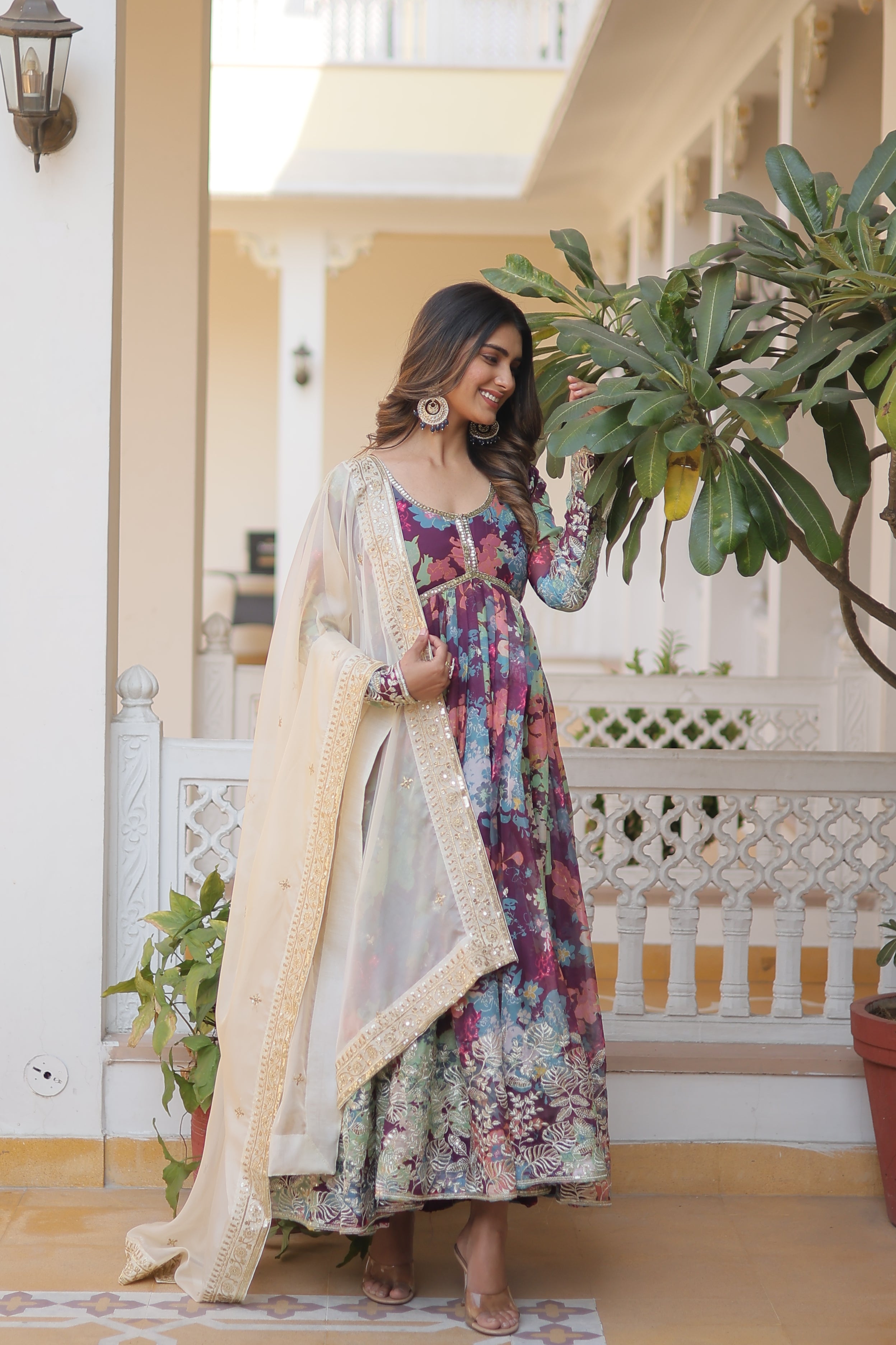 PARTY WEAR COCKTAIL EMBROIDERED GOWN FOR WOMEN WITH DUPATTA SET