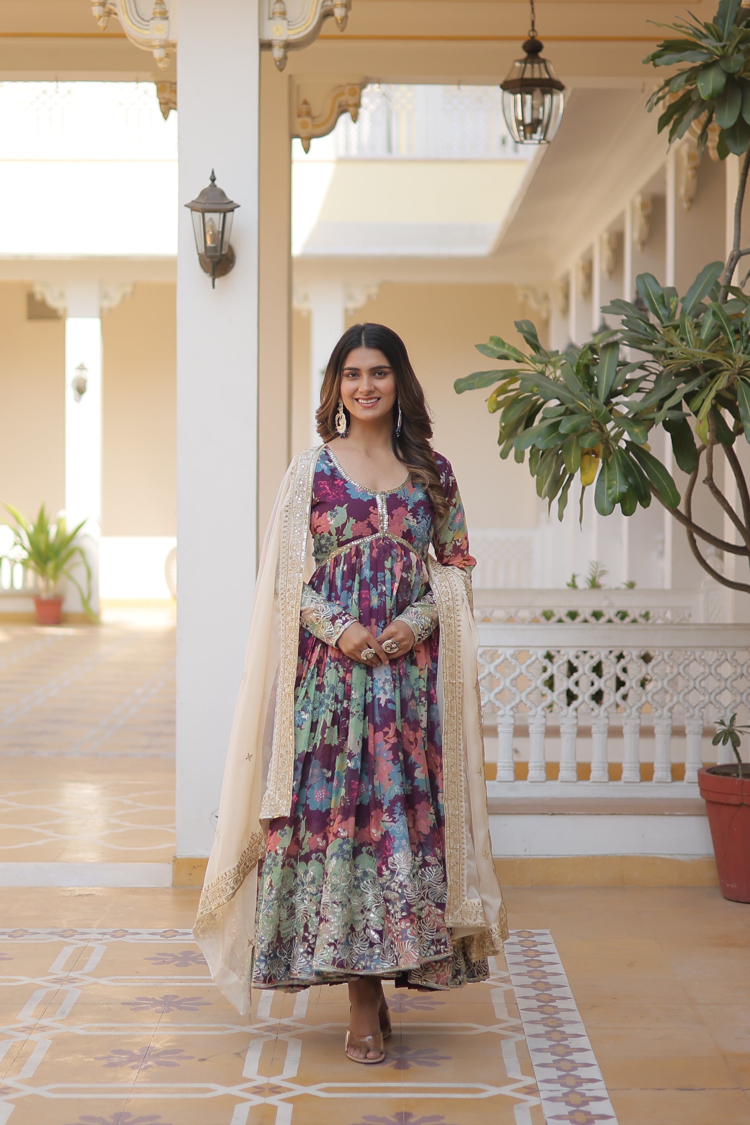 PARTY WEAR COCKTAIL EMBROIDERED GOWN FOR WOMEN WITH DUPATTA SET