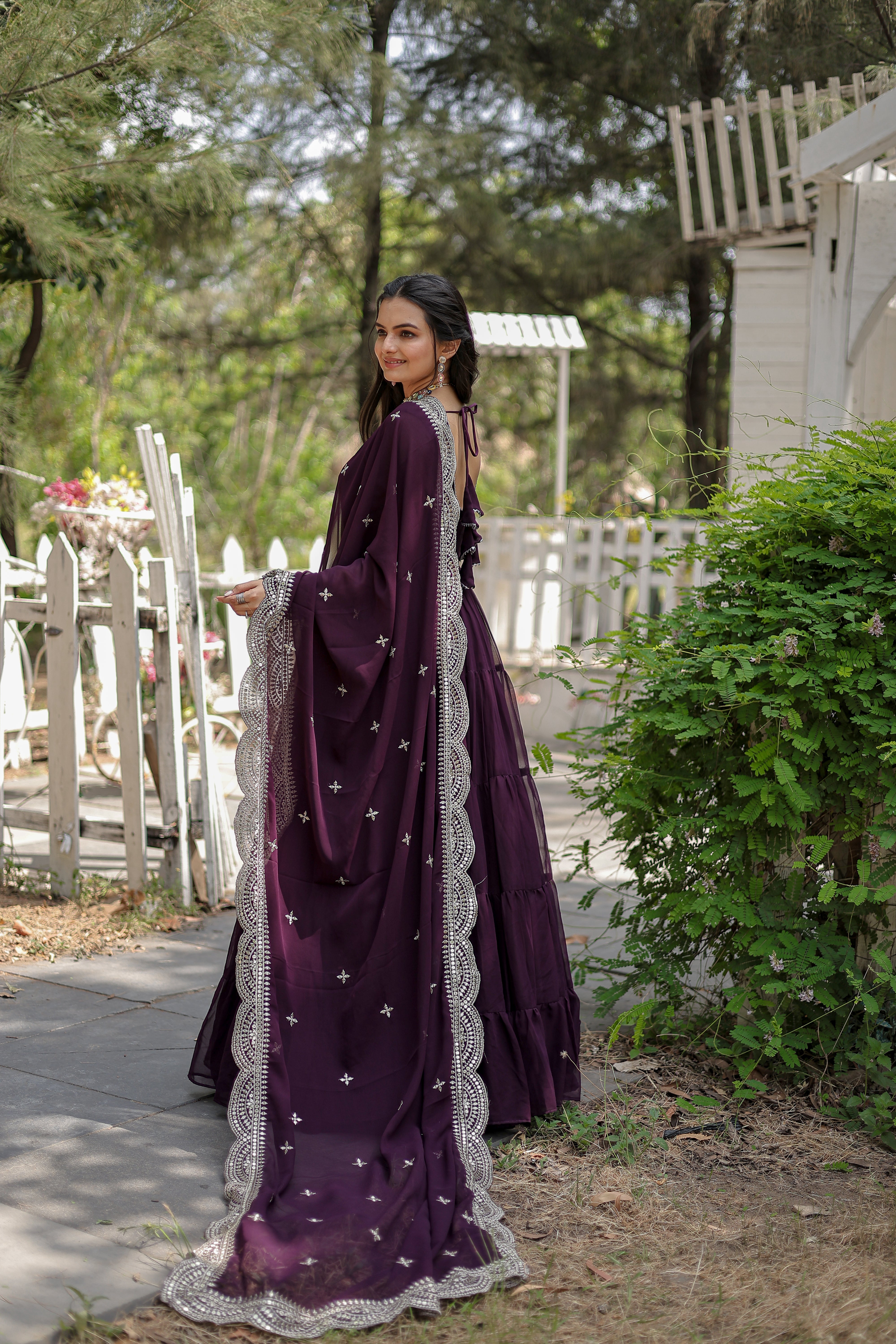 FESTIVAL WEAR FLARED GOWN WITH EMBROIDERED DUPATTA SET