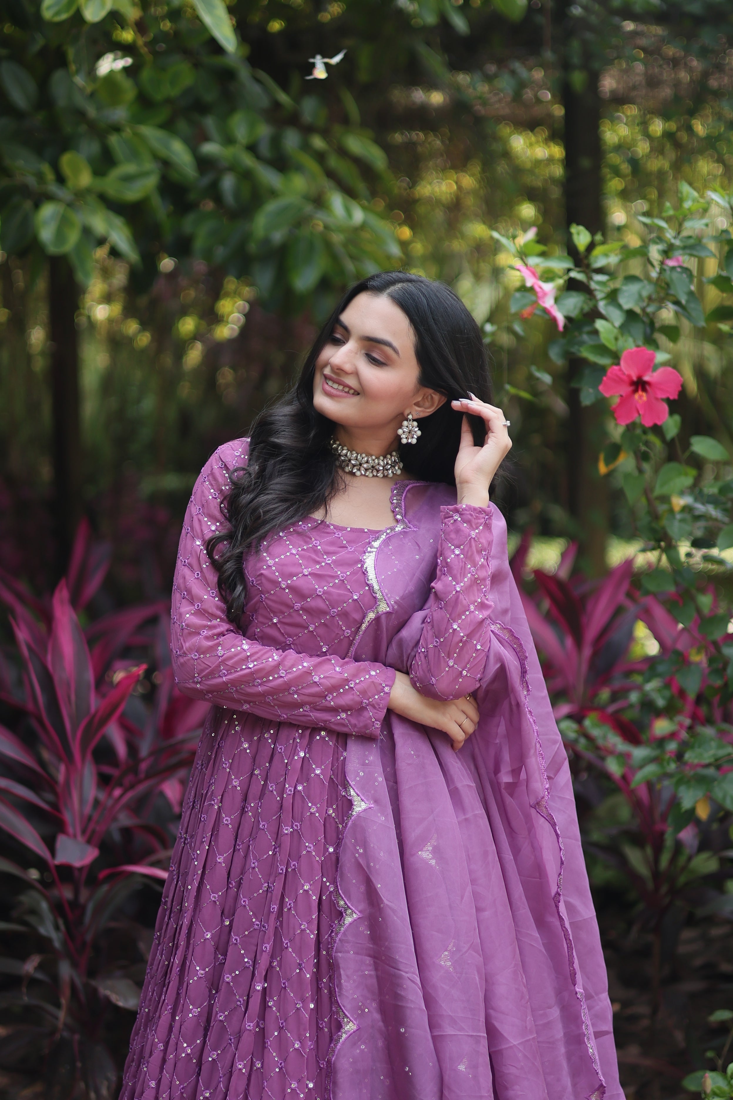 EMBROIDERED PARTY WEAR GOWN FOR WOMEN WITH EMBROIDERED DUPATTA SET