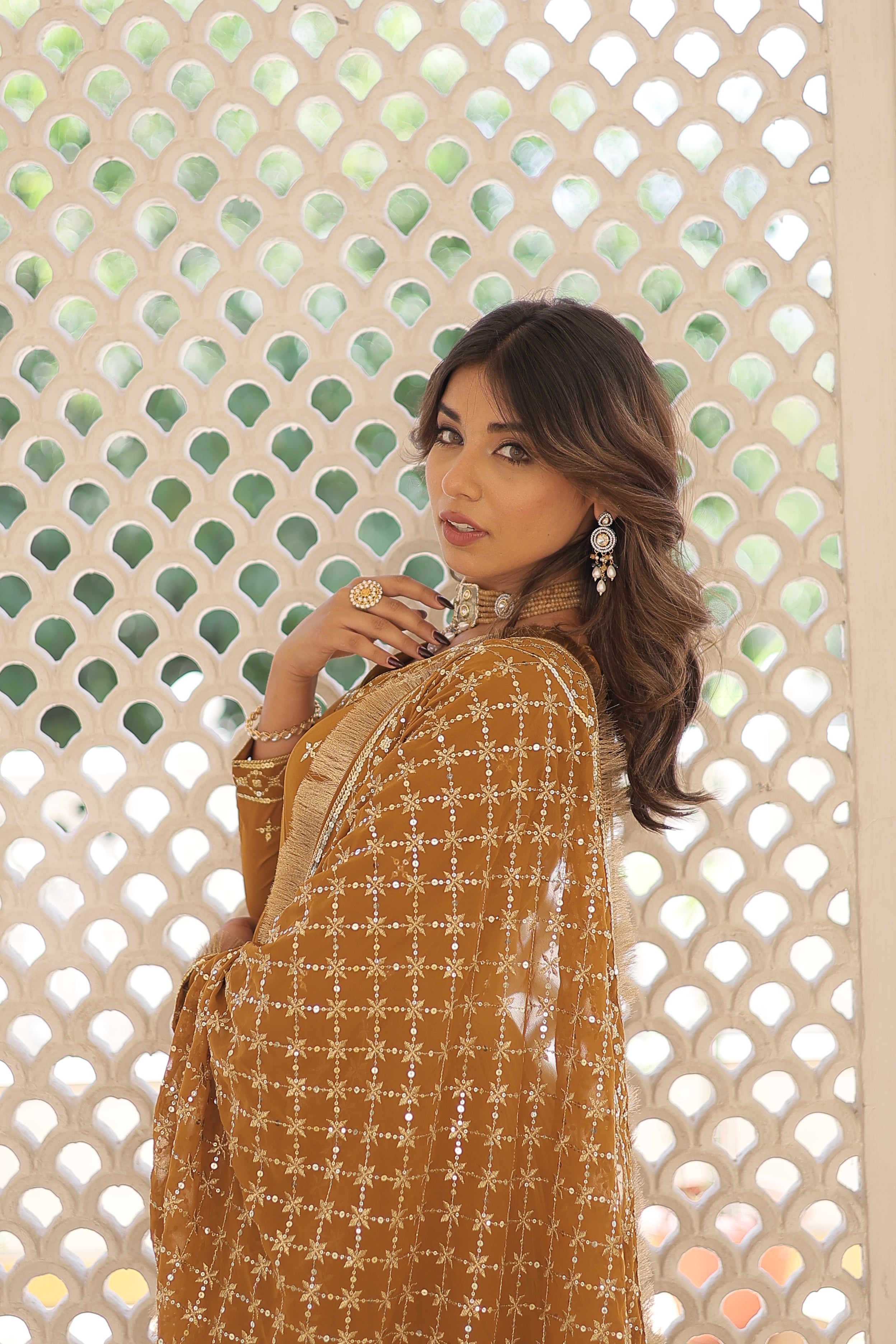 PARTY WEAR WOMEN'S FLARED GOWN WITH SEQUINS EMBROIDERED DUPATTA SET