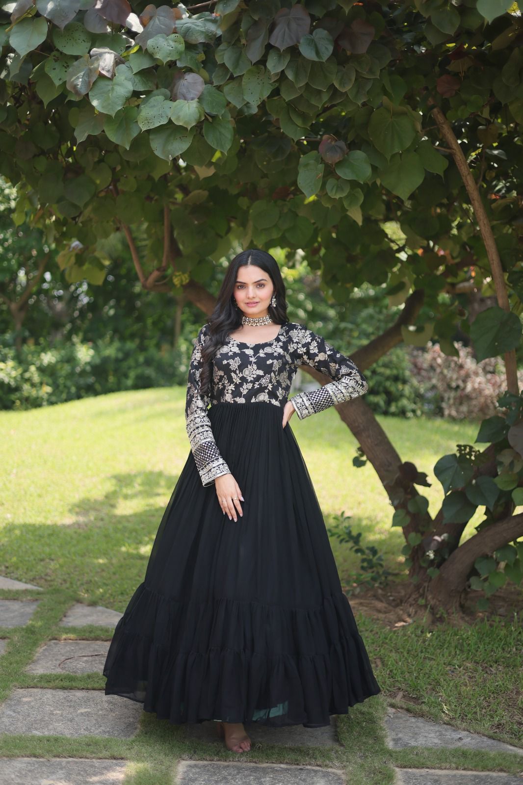 ELEGANCE OF JACQUARD GOWNS WITH SEQUINS EMBROIDERED WORK