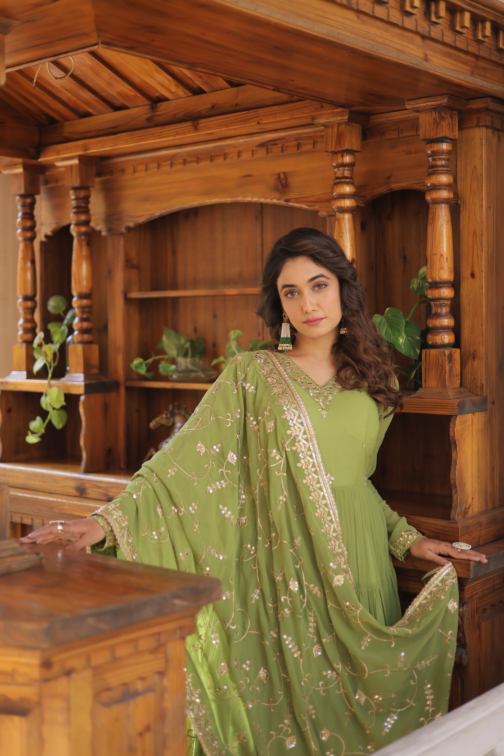 PARTY WEAR FLARED WOMEN EMBROIDERED GOWN WITH DUPATTA SET