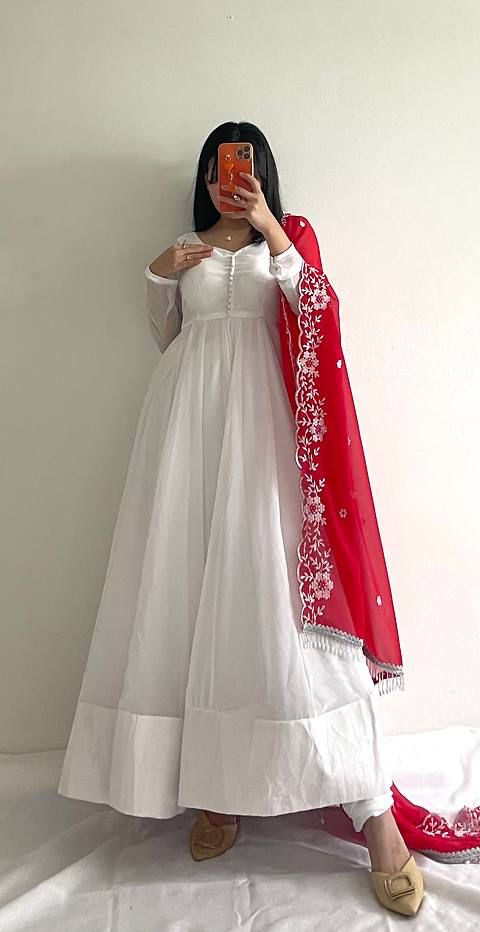 BOLD AND BEAUTIFUL WHITE ANARKALI DRESS