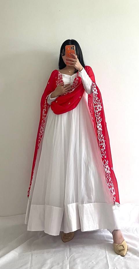 BOLD AND BEAUTIFUL WHITE ANARKALI DRESS