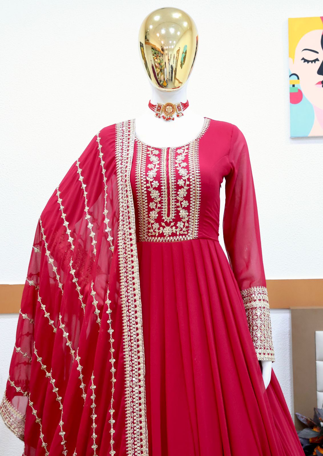 BEAUTIFUL SEQUENCE CODING EMBROIDERY ANARKALI DRESS