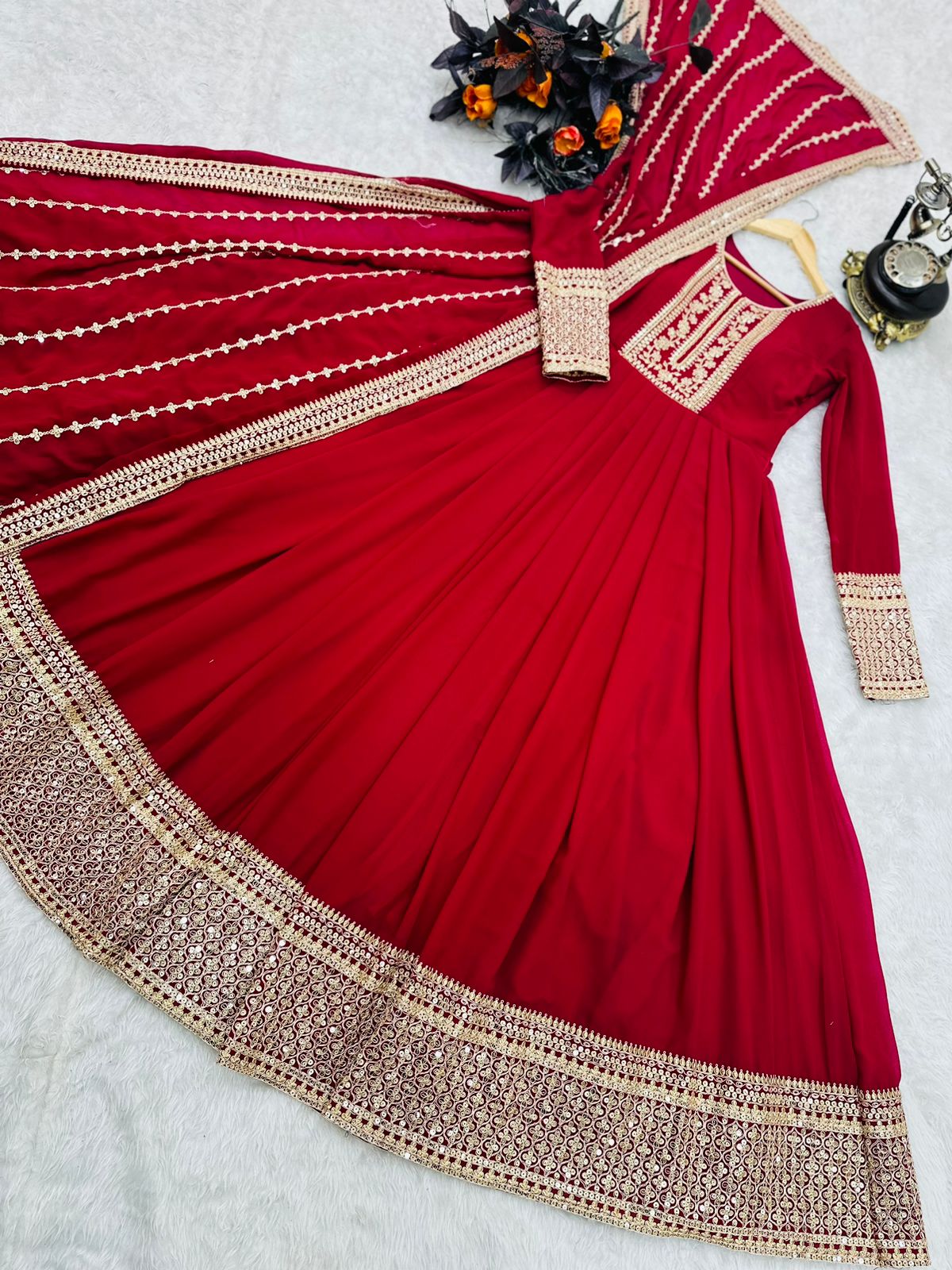 BEAUTIFUL SEQUENCE CODING EMBROIDERY ANARKALI DRESS