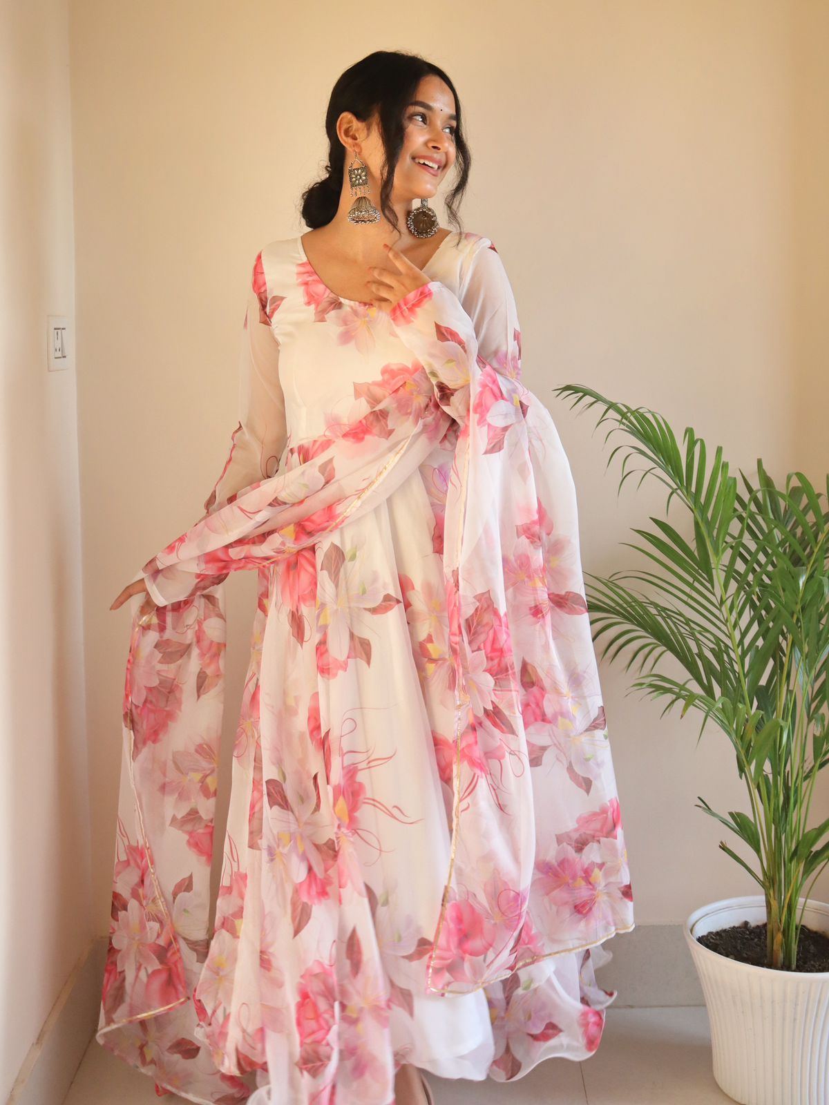 PARTY WEAR ORGANZA TABY SILK GOWN WITH DUPATTA & PANT