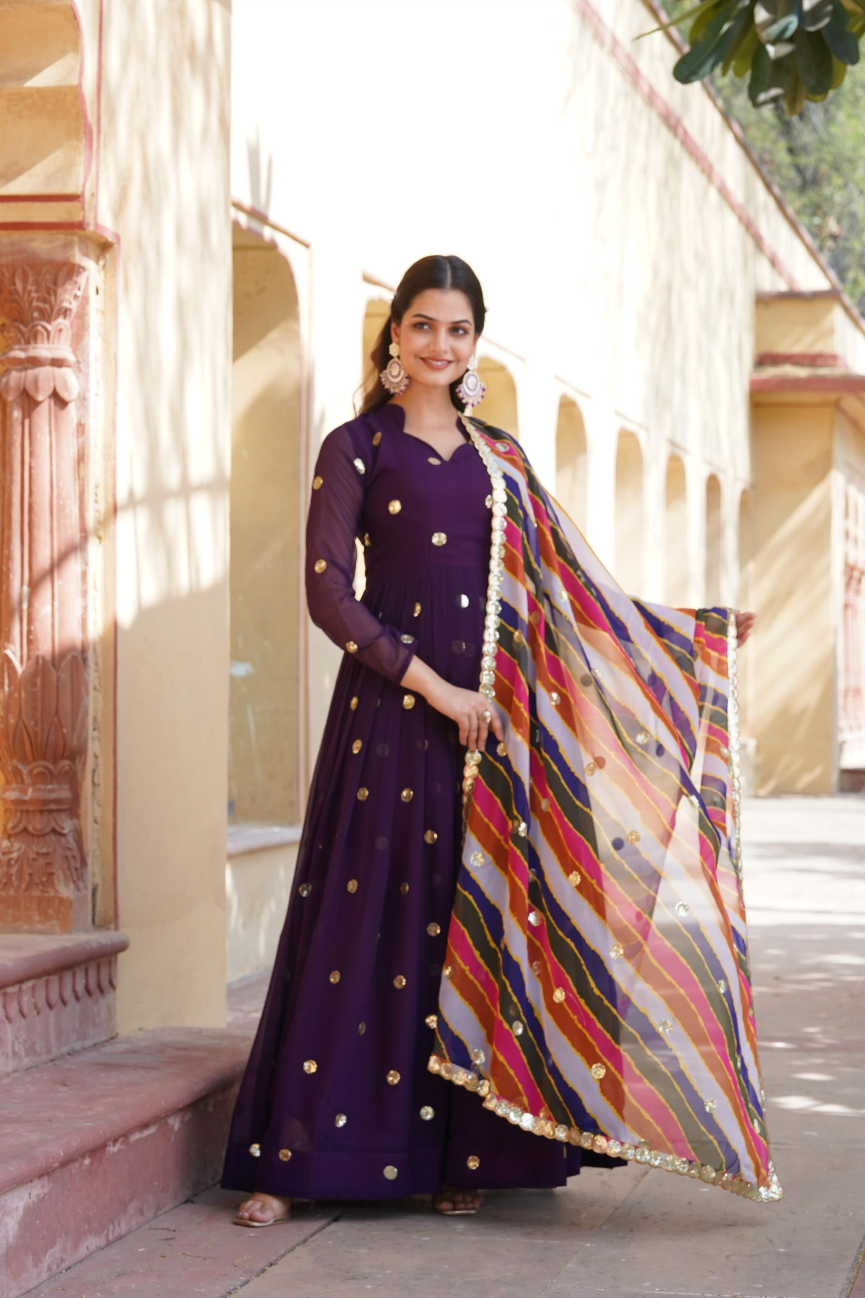 ELEGANCE FOX GEORGETTE WITH SEQUENCE EMBROIDERY GOWN