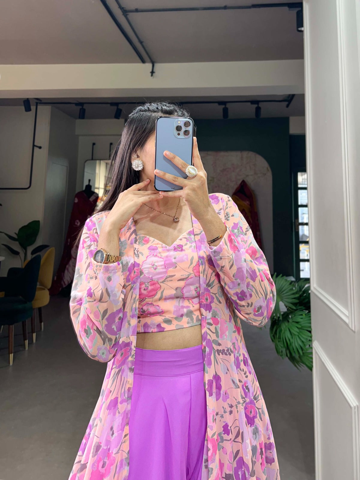 OUR BEAUTIFUL GEORGETTE, PALAZZO, AND SHRUG SET