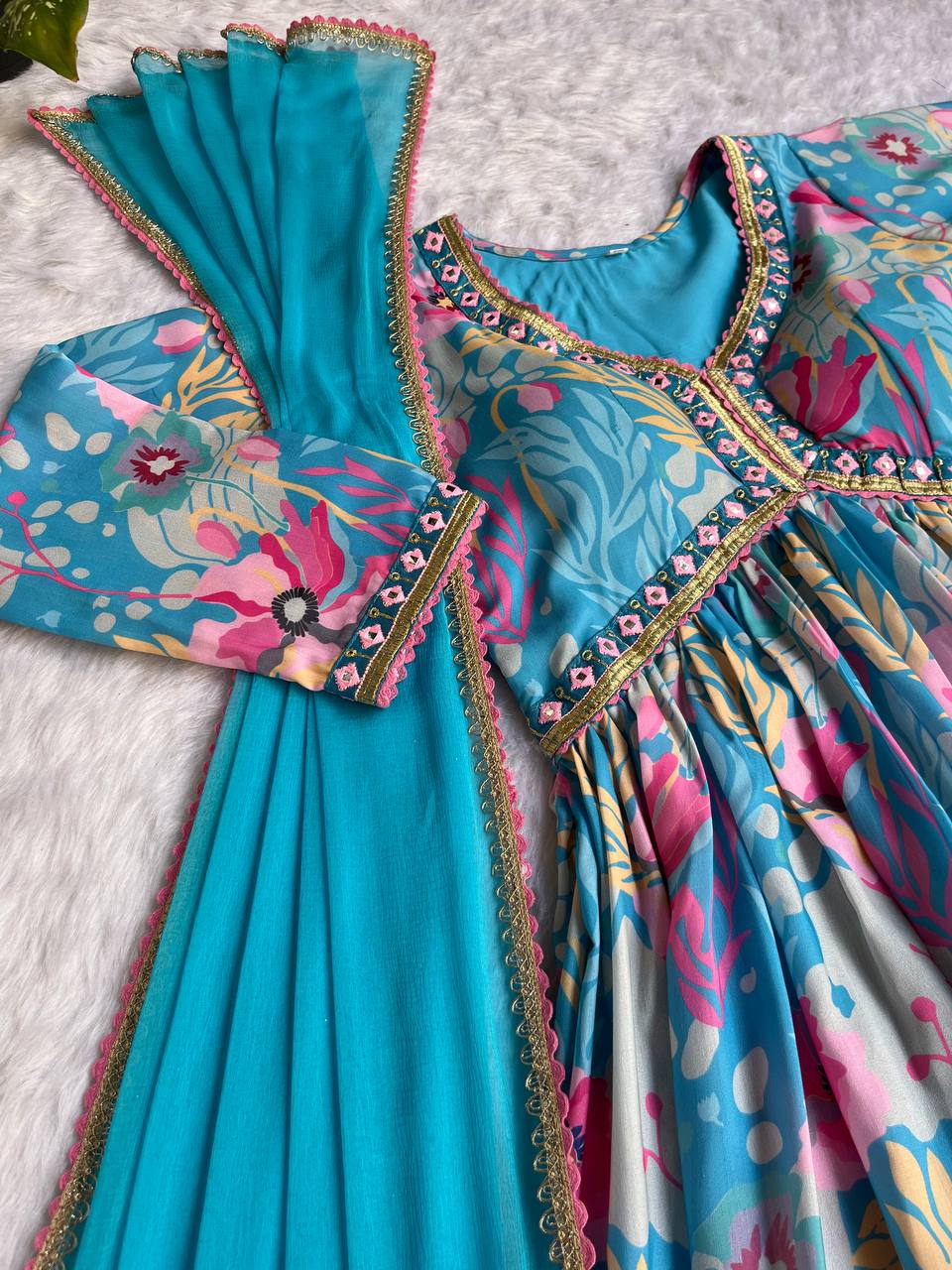 NEW SUMMER SPECIAL PARTY WEAR ALIA CUT DRESSES DUPATTA PANT