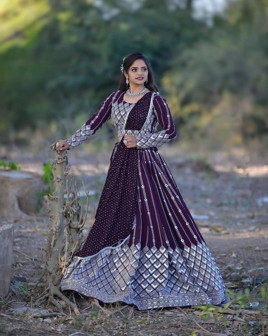 HEAVY SEQUENCE FOX GEORGETTE THREAD WORK LEHENGA CHOLI