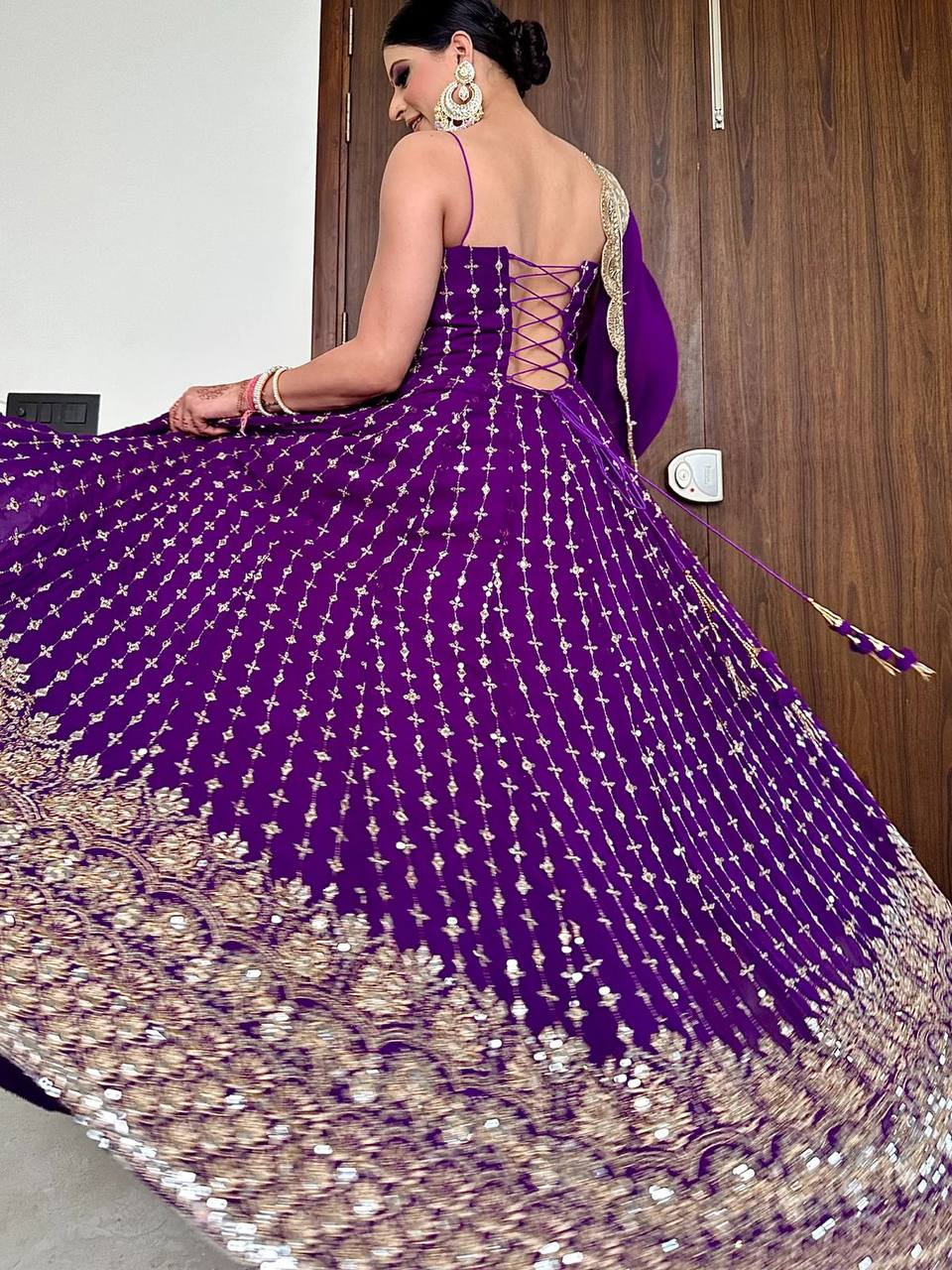 BEAUTIFUL EMBROIDERED  GEORGETTE SEQUENCE GOWN