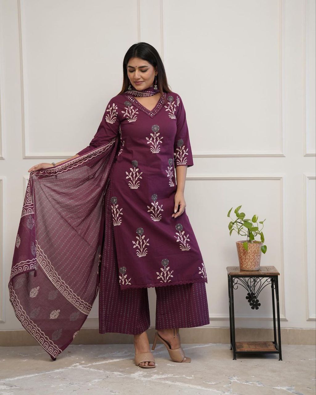 ELEGANCE PREMIUM COTTON PLAZO SUIT SET