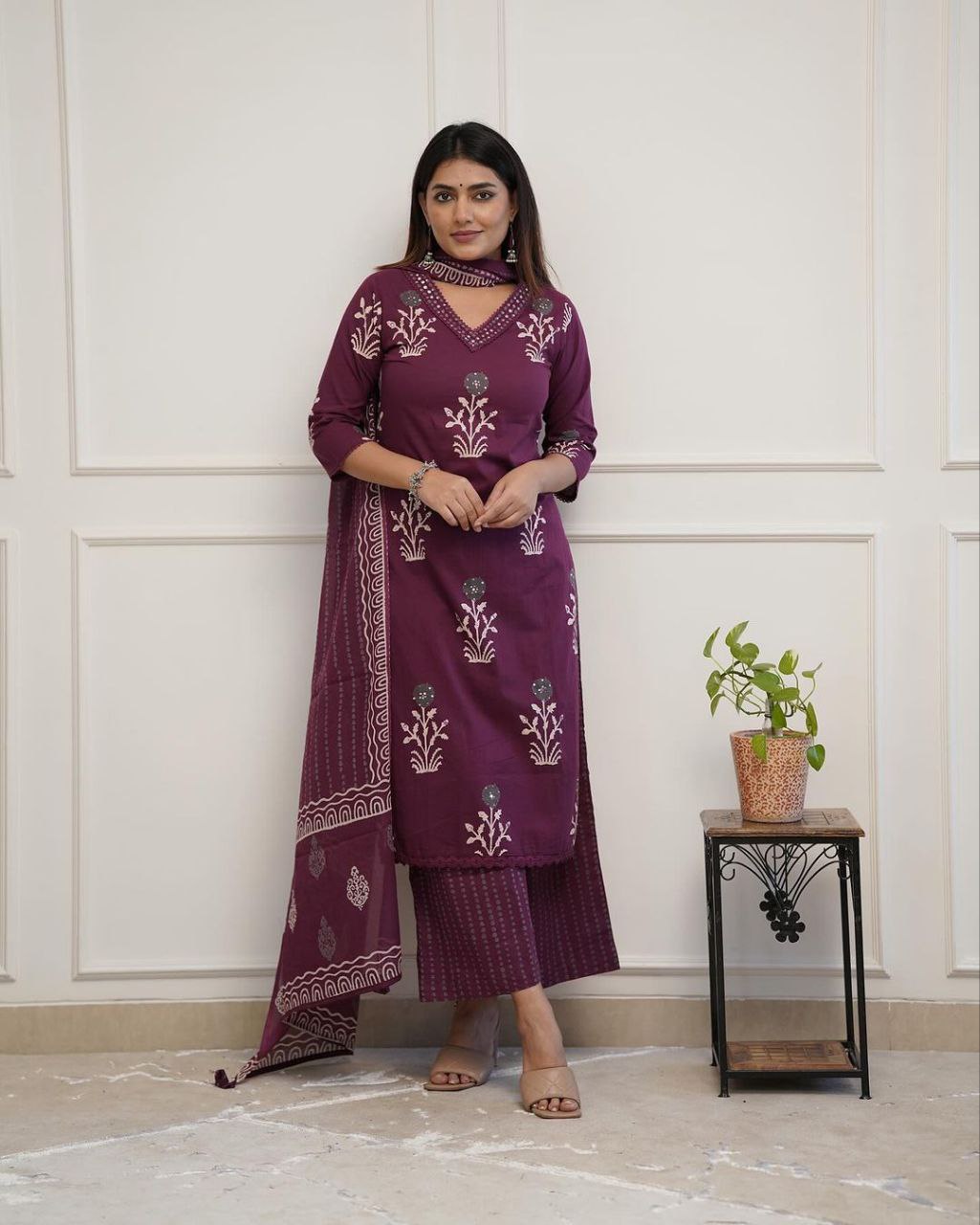 ELEGANCE PREMIUM COTTON PLAZO SUIT SET