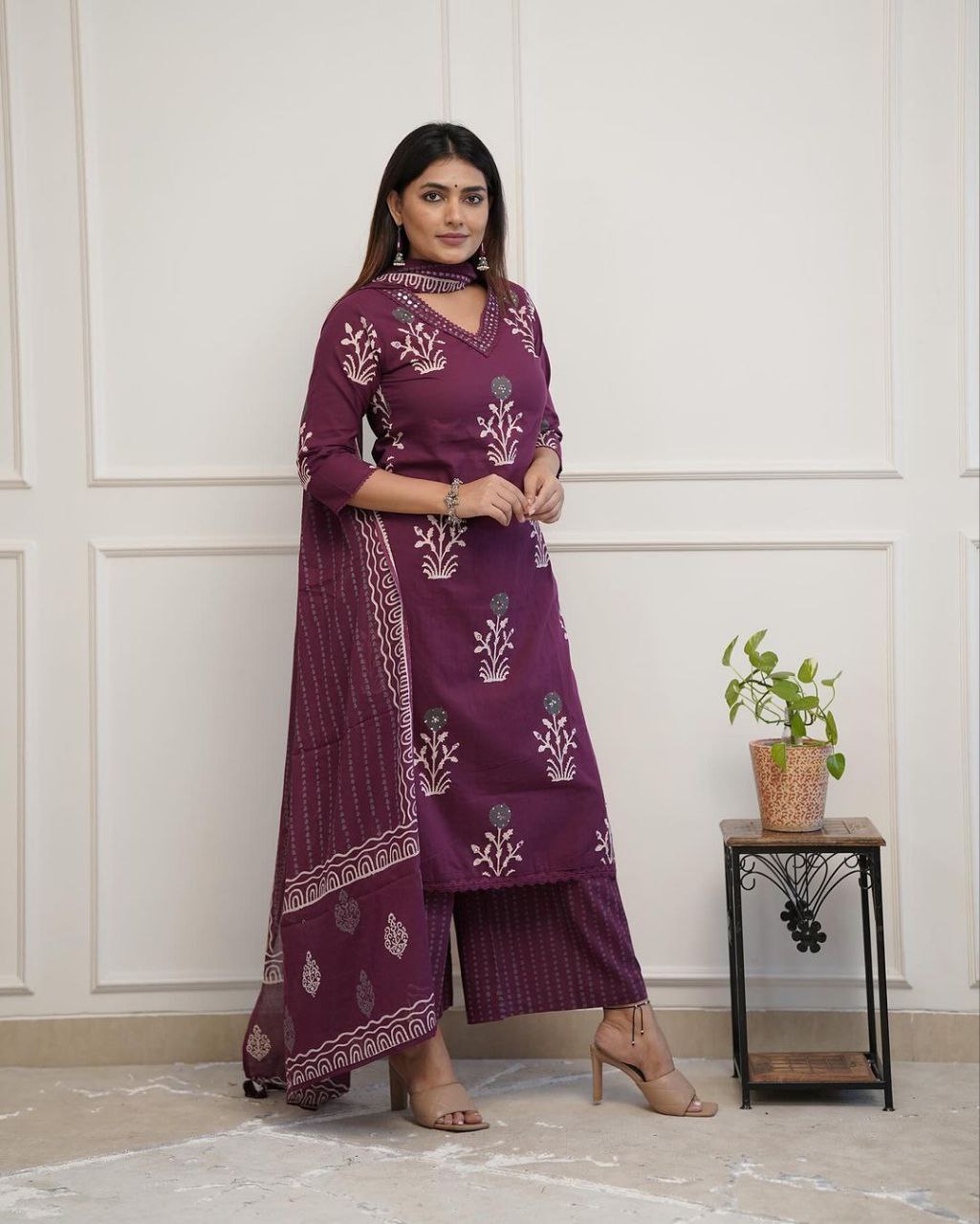 ELEGANCE PREMIUM COTTON PLAZO SUIT SET