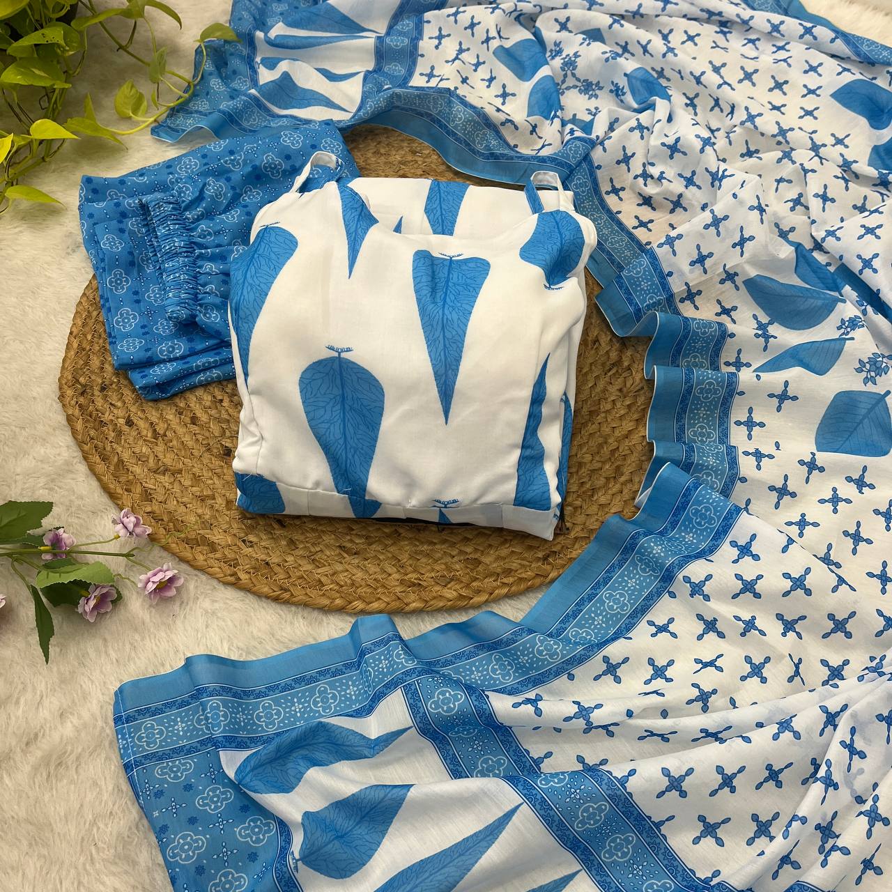 PARTY WEAR PRINTED COTTON GOWM FOR WOMEN WITH DUPATTA