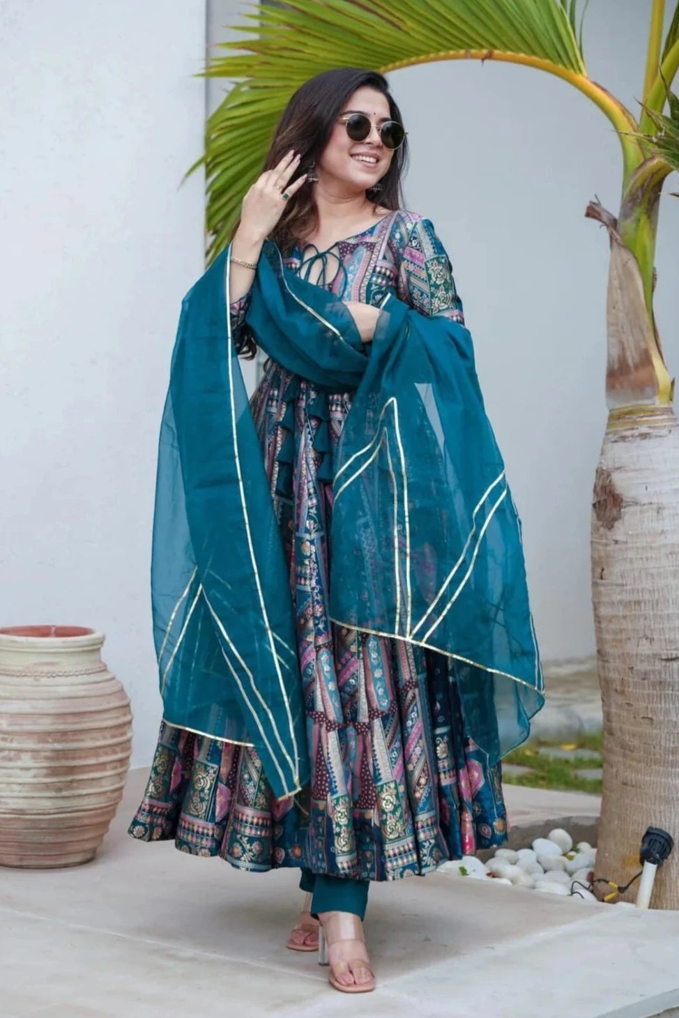 PARTY WEAR FULL SLEEVE GOWN FOR WOMEN WITH DUPATTA