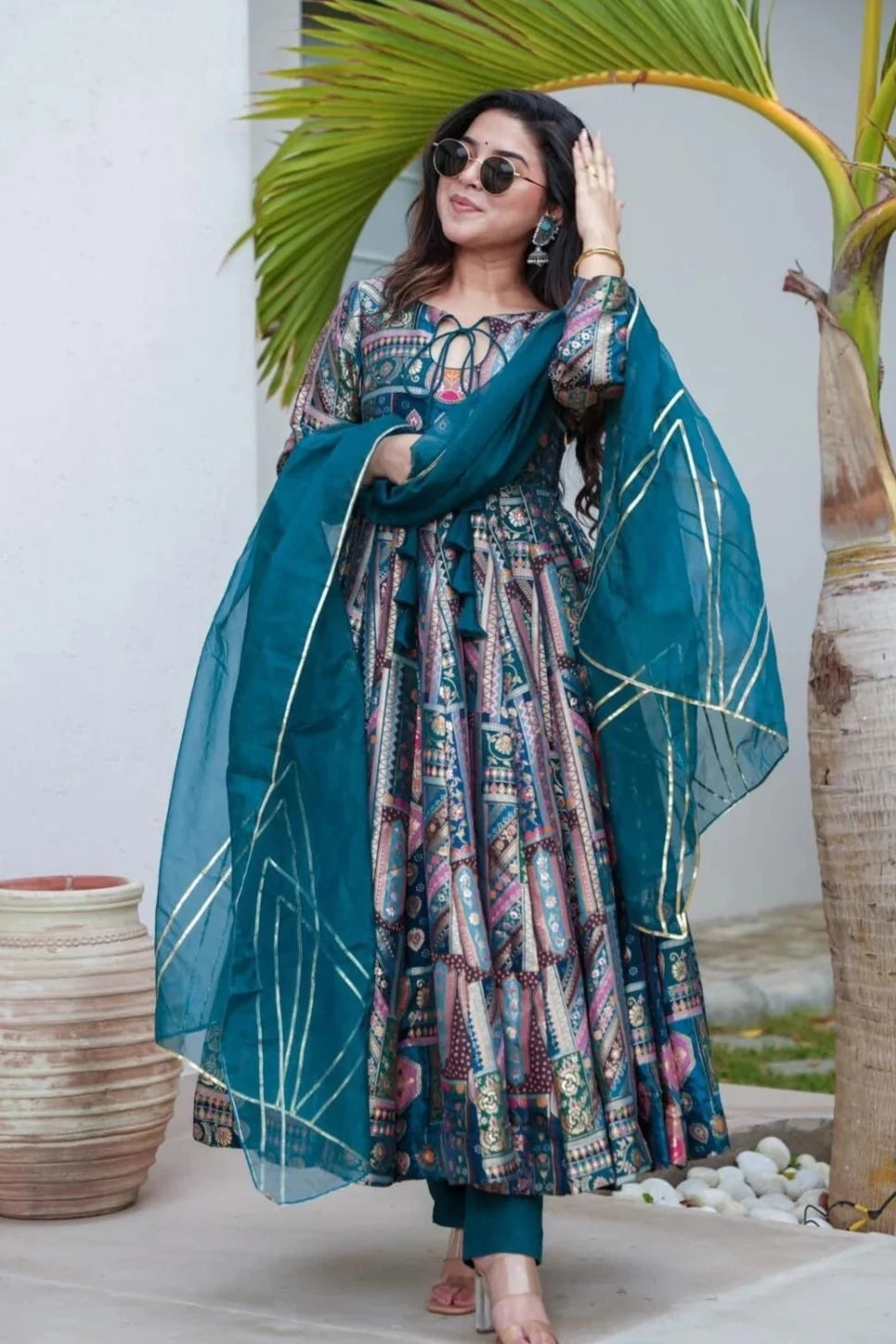 PARTY WEAR FULL SLEEVE GOWN FOR WOMEN WITH DUPATTA