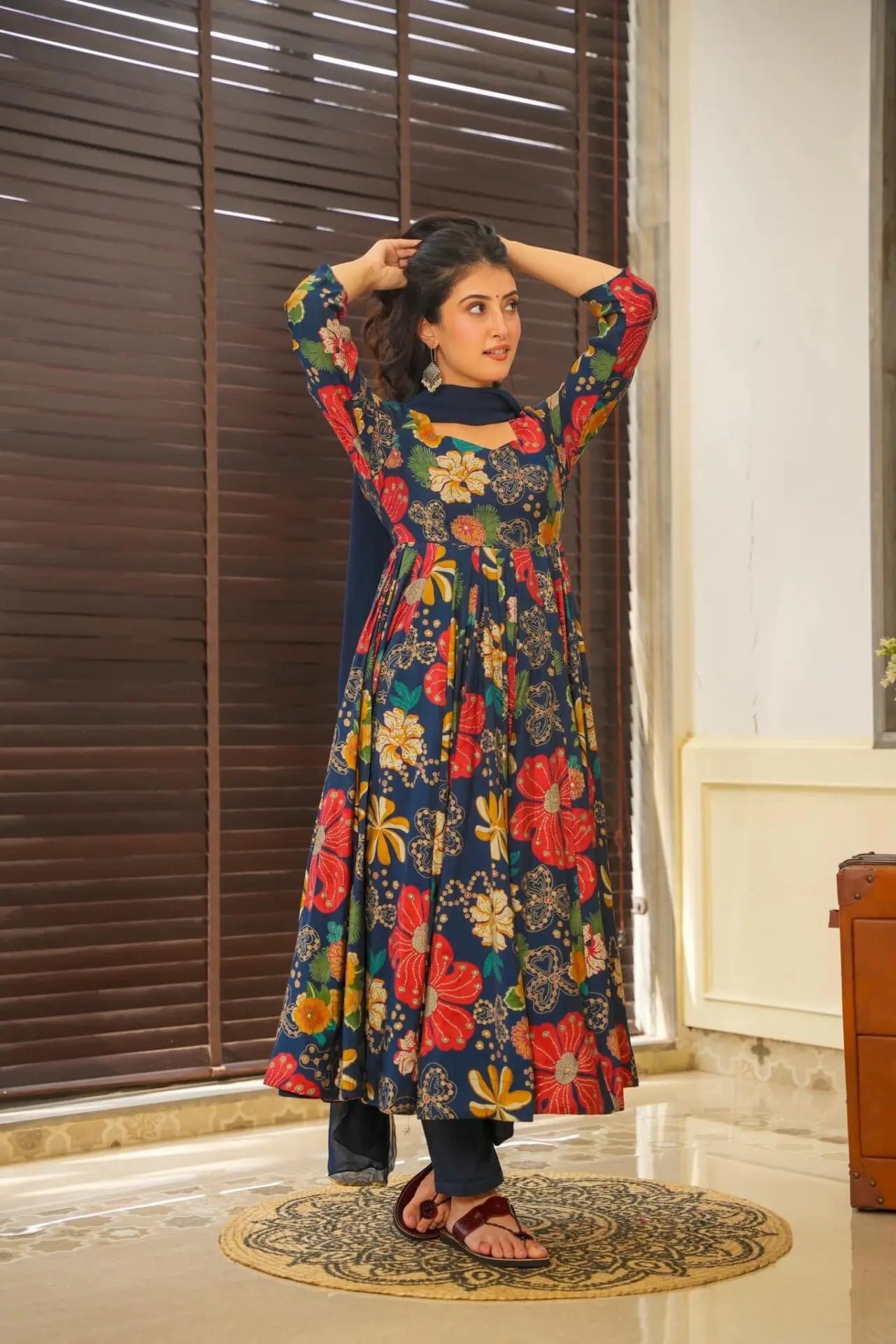 PARTY WEAR FLORAL GOWN FOR WOMEN WITH DUPATTA & PANT