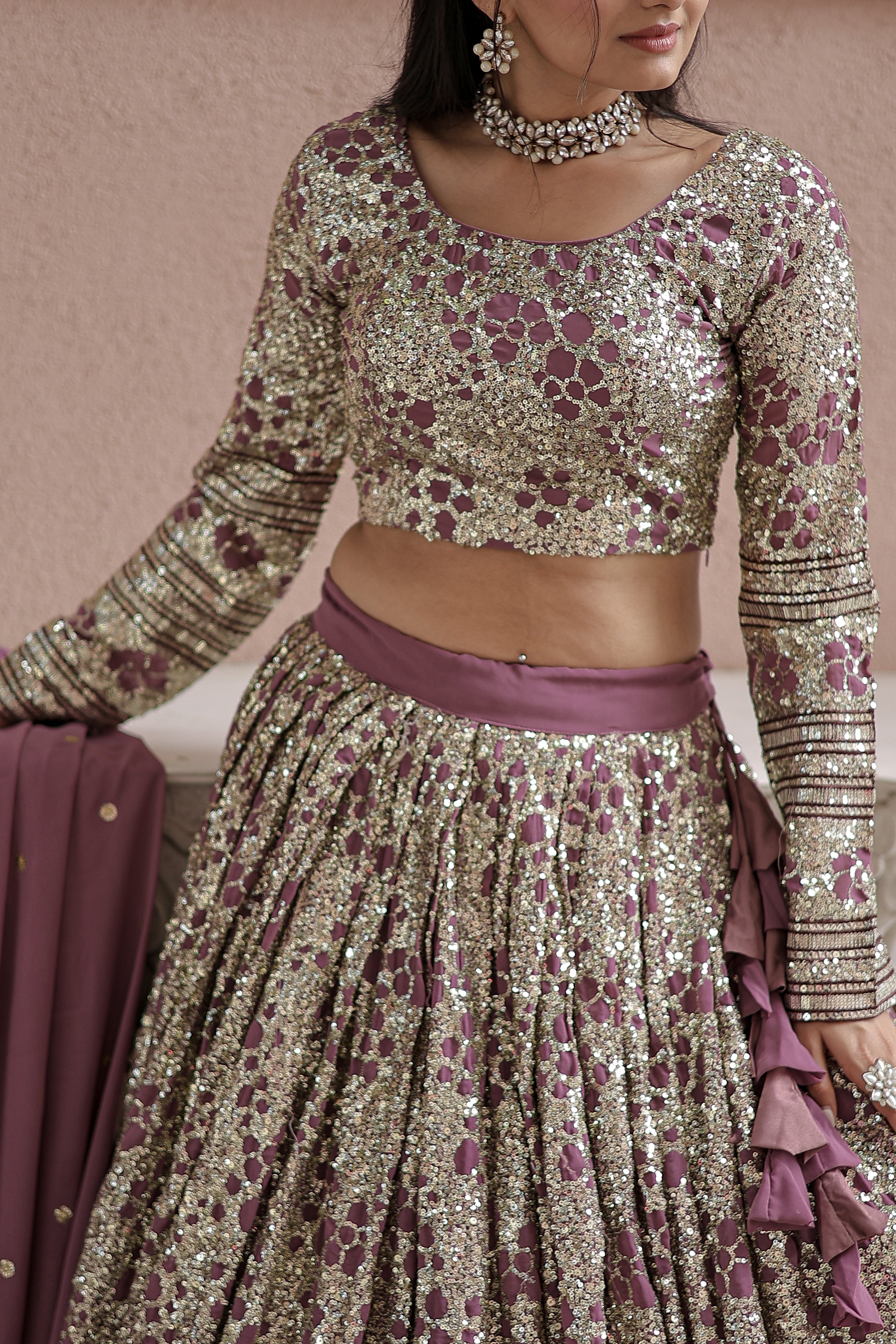GEORGETTE WITH SEQUENCE WORK WOMAN DESIGNER PARTY WEAR LEHENGA