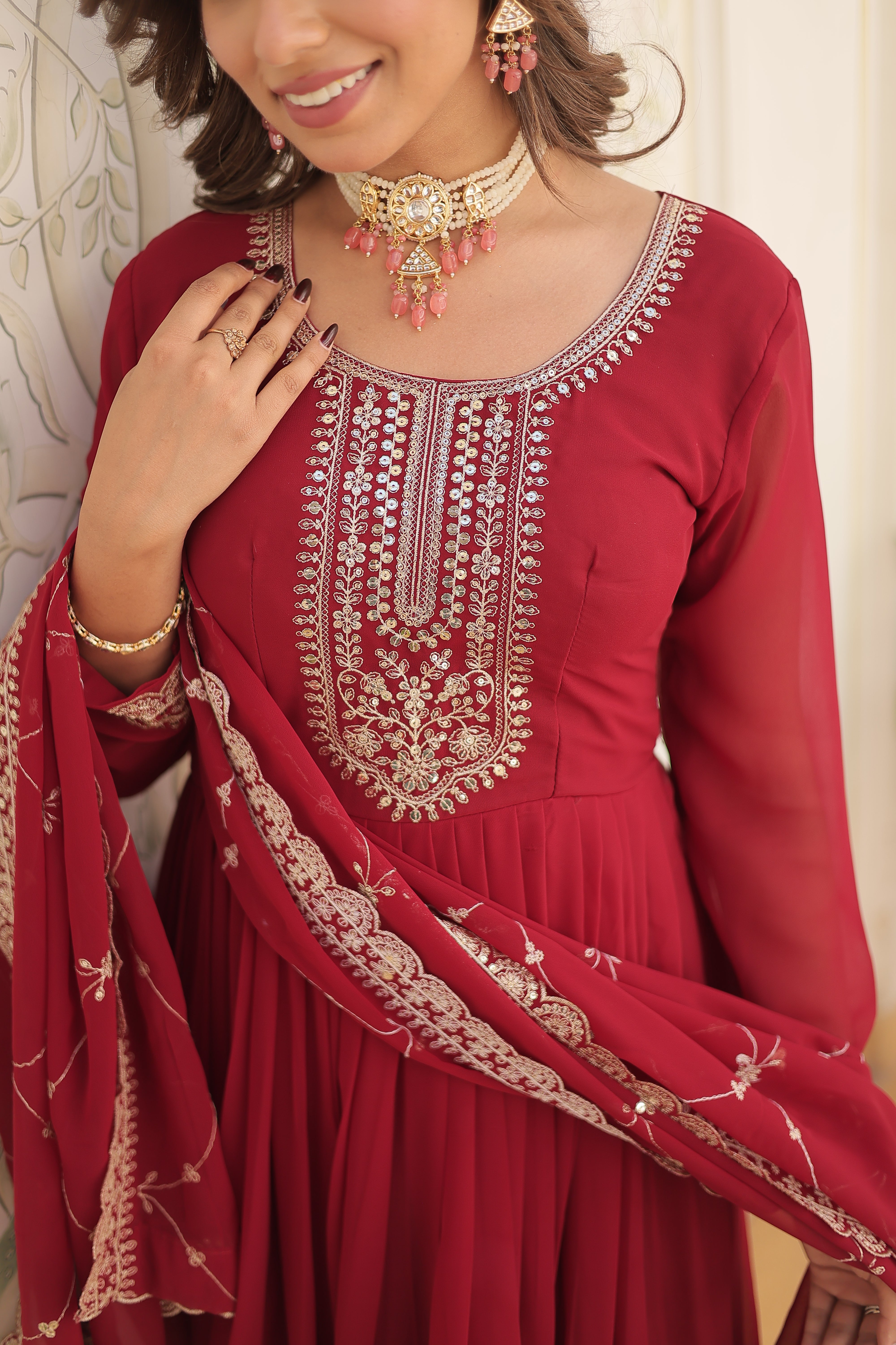 FESTIVAL | WEDDING FLARED GOWN IN EMBROIDERY WORK WITH EMBROIDERED DUPATTA SET