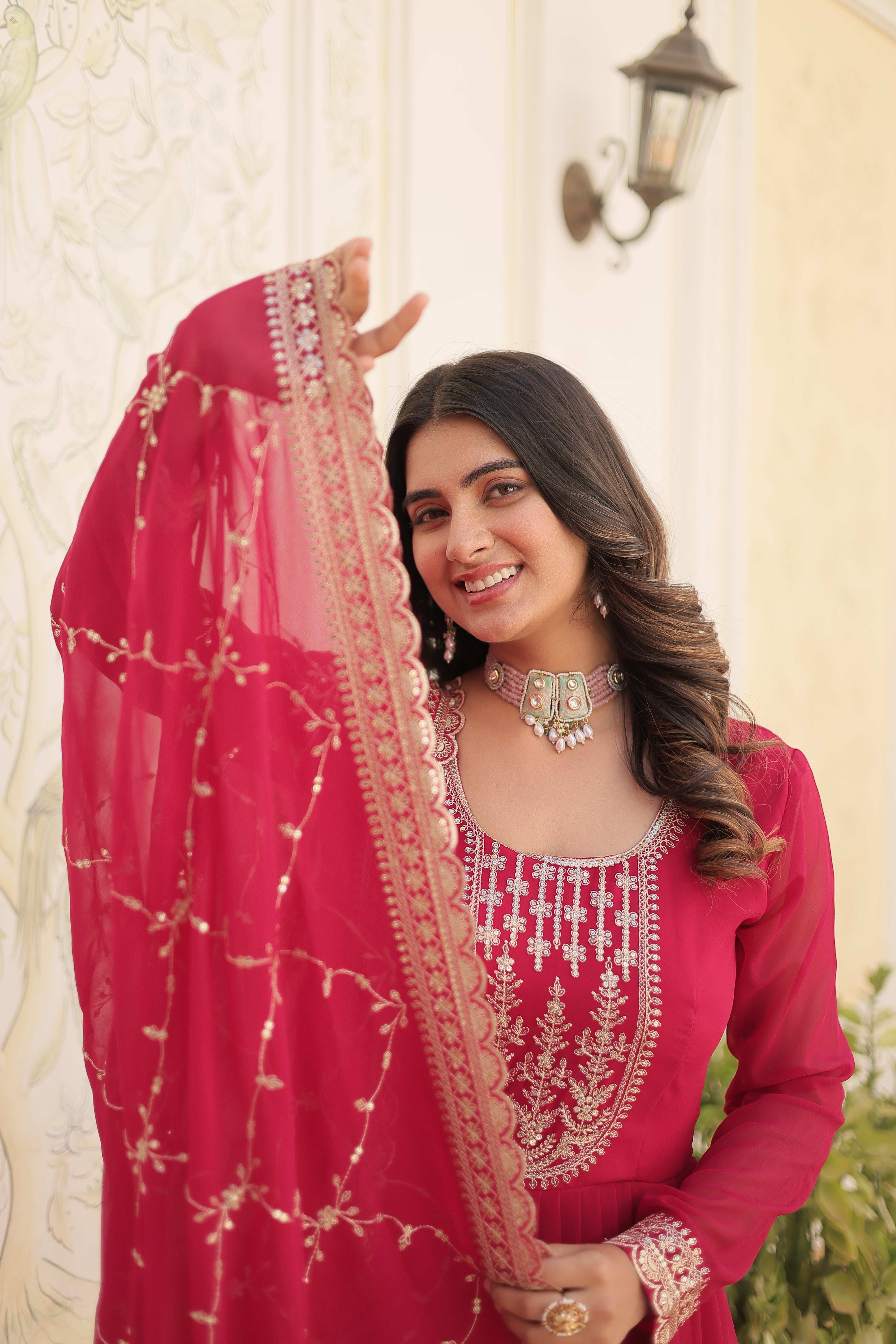 FESTIVAL | WEDDING FLARED GOWN IN EMBROIDERY WORK WITH EMBROIDERED DUPATTA SET