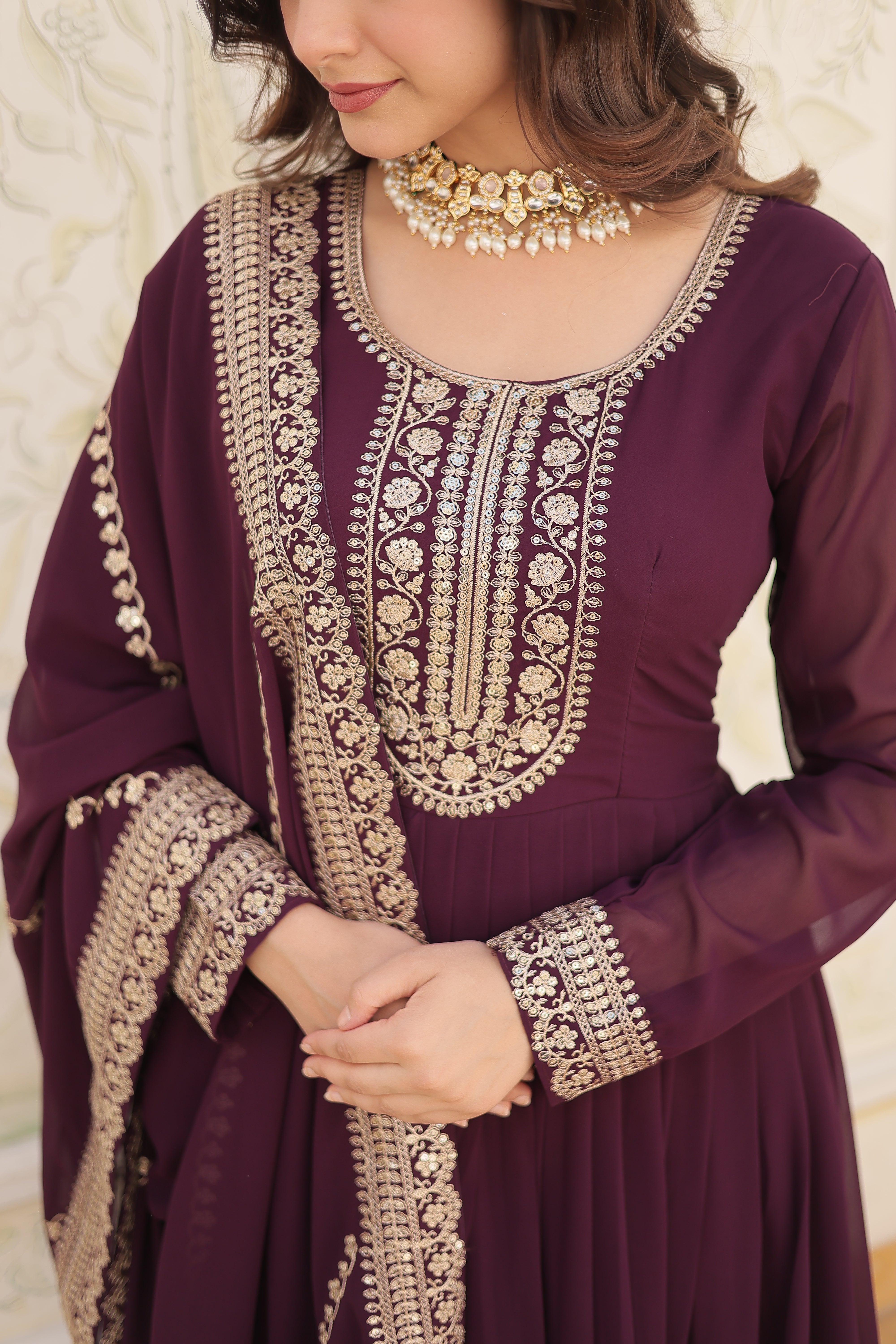 FESTIVAL | WEDDING FLARED GOWN IN EMBROIDERY WORK WITH EMBROIDERED DUPATTA SET