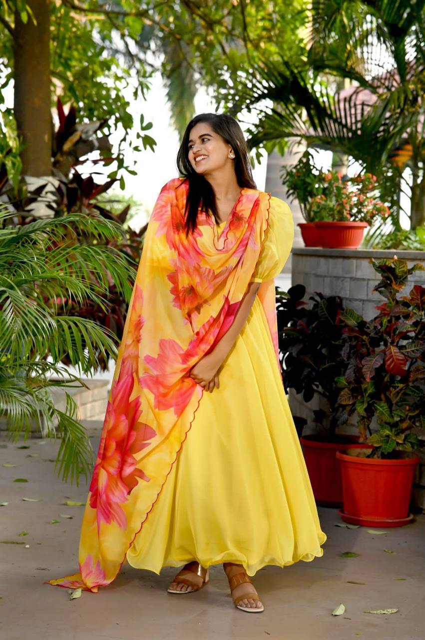 ELEGANT TEBBY SILK GOWN WITH RICH DUPATTA