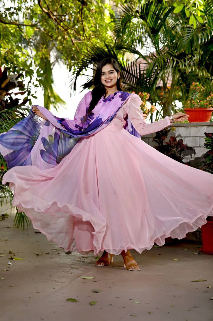 ELEGANT TEBBY SILK GOWN WITH RICH DUPATTA