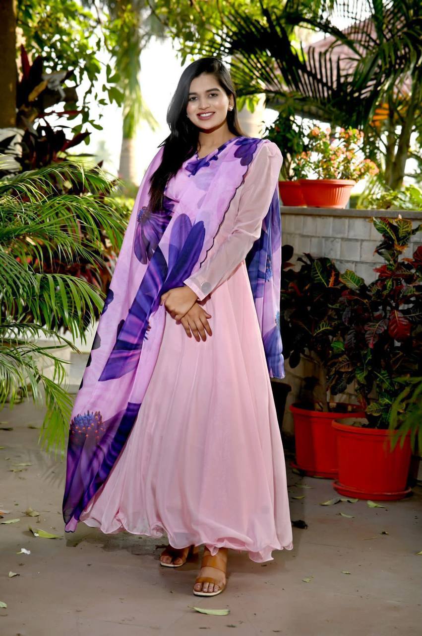 ELEGANT TEBBY SILK GOWN WITH RICH DUPATTA