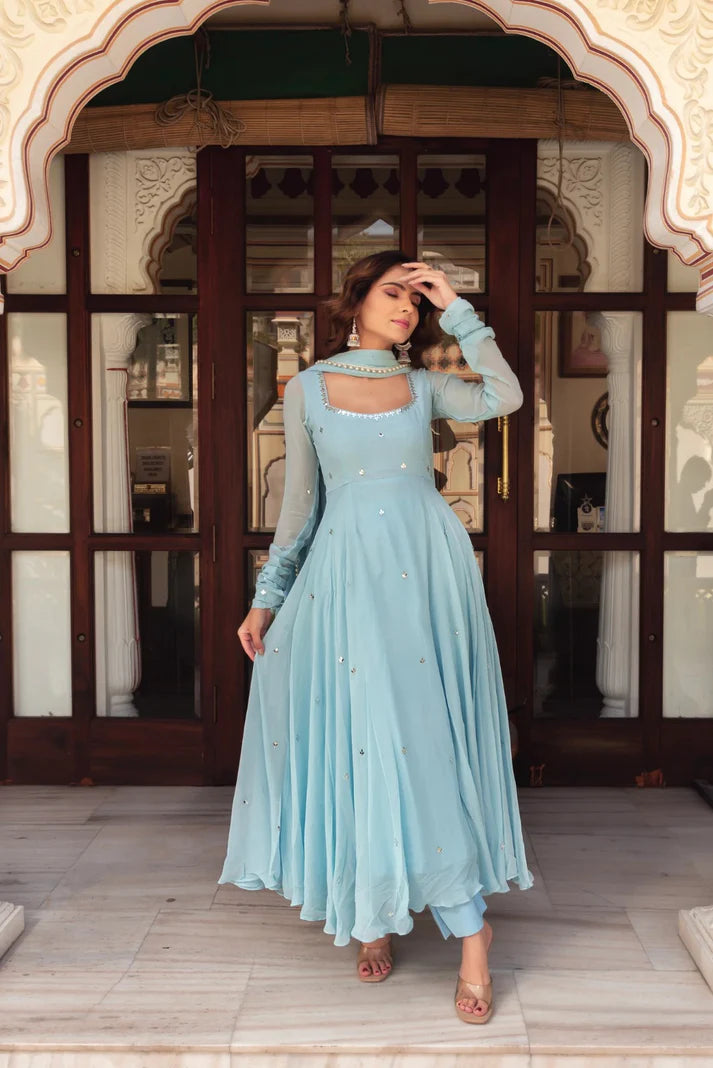 FESTIVAL SPECIAL BLUE GOWN FOR WOMEN WITH HANDWORK