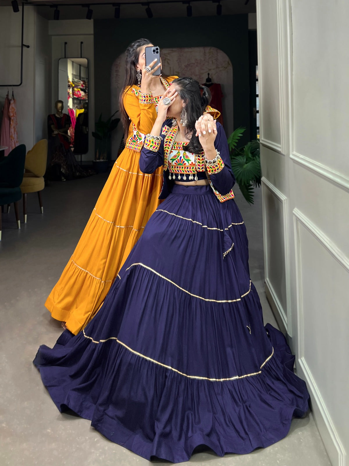 PURE RAYON LEHENGA WITH GAMTHI WORK KOTI ENSEMBLE