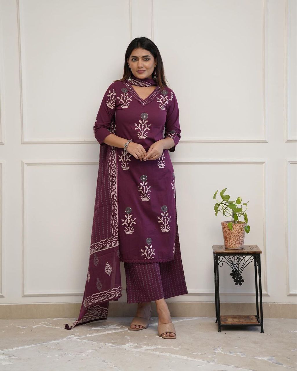 ELEGANCE  PREMIUM COTTON PLAZO SUIT SET