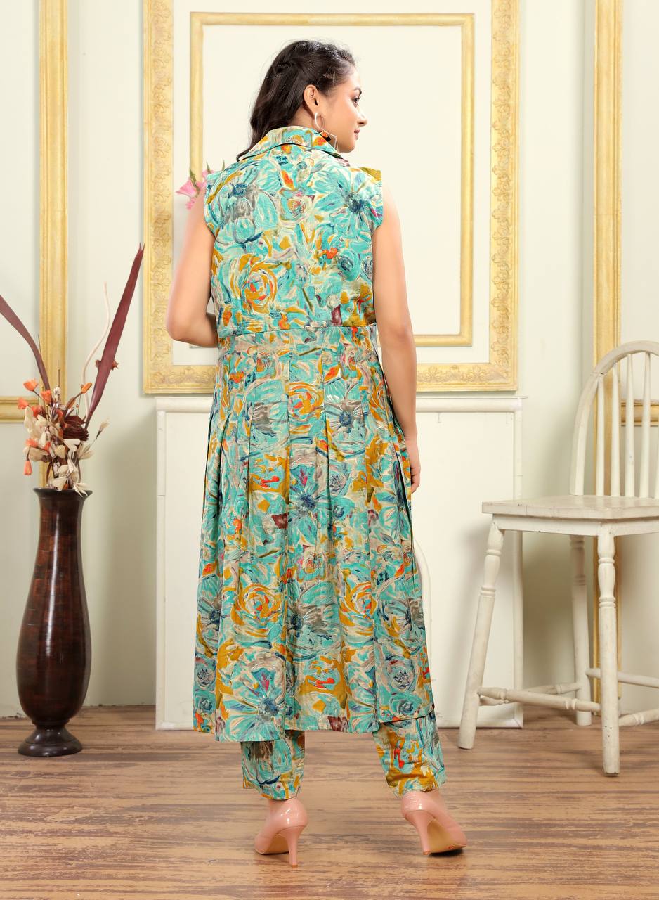 PARTY WEAR FLORAL PRINTED WOMEN COTTON CO-ORDS SET